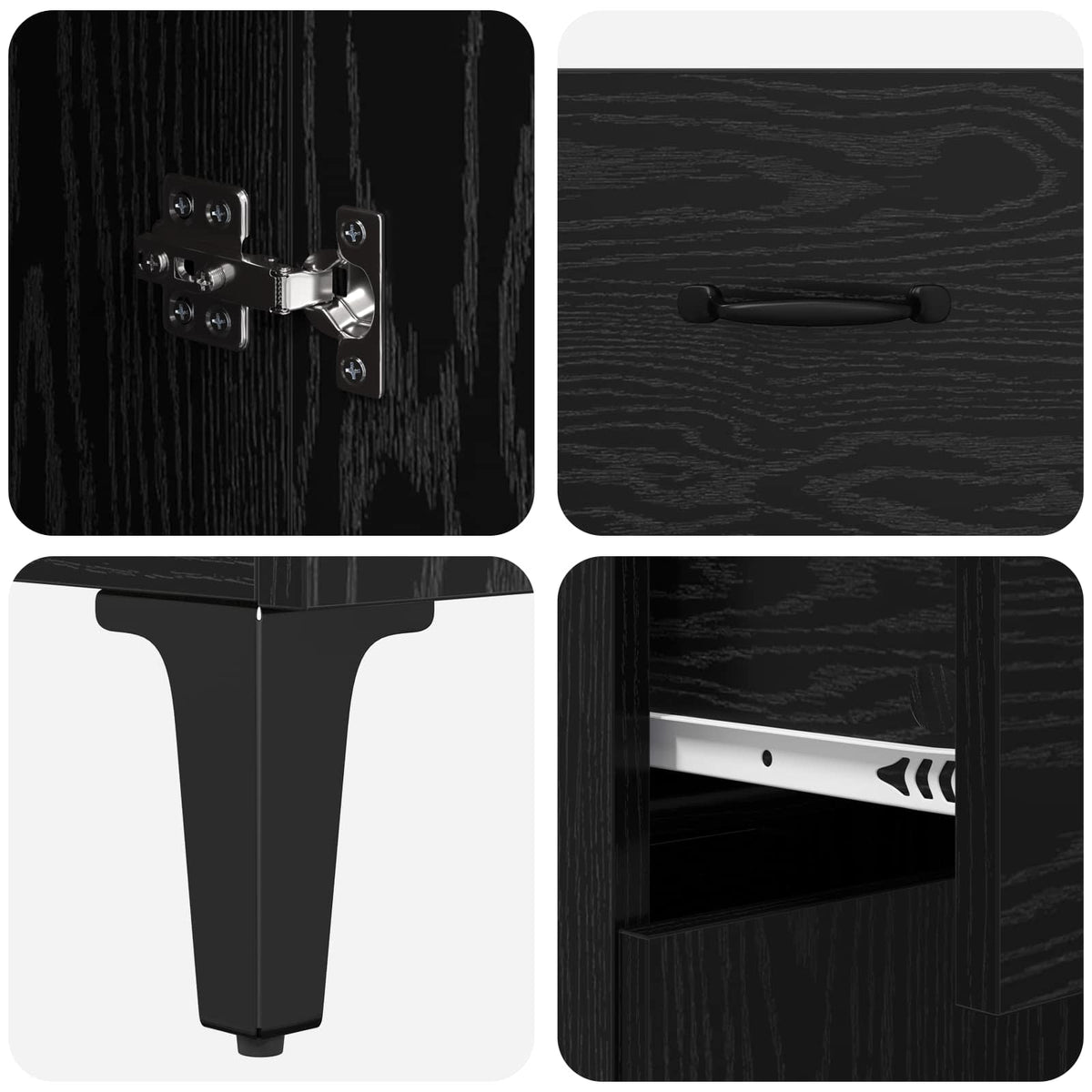 Highboard Black Oak 69.5 x 34 x 180 cm Engineered Wood