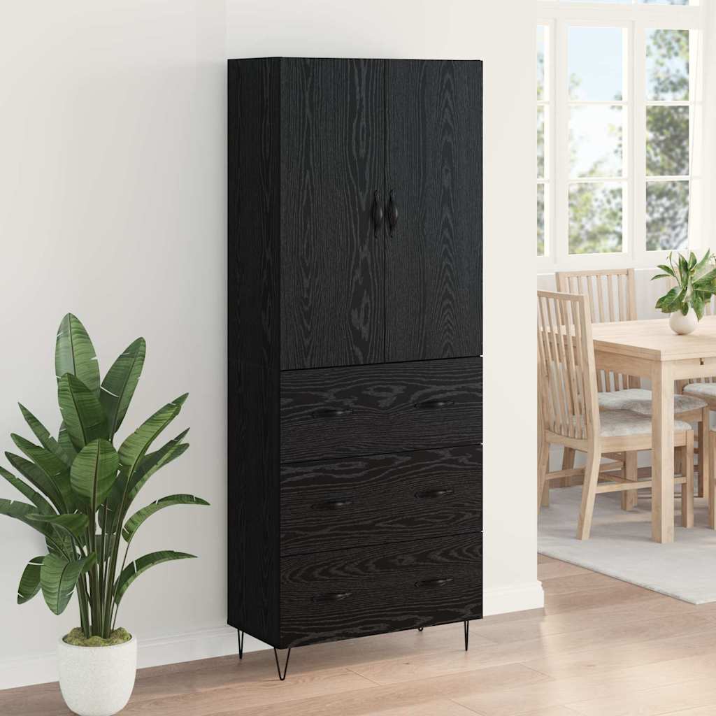 Highboard 2 pcs Black Oak 69.5 x 34 x 180 cm Engineered Wood