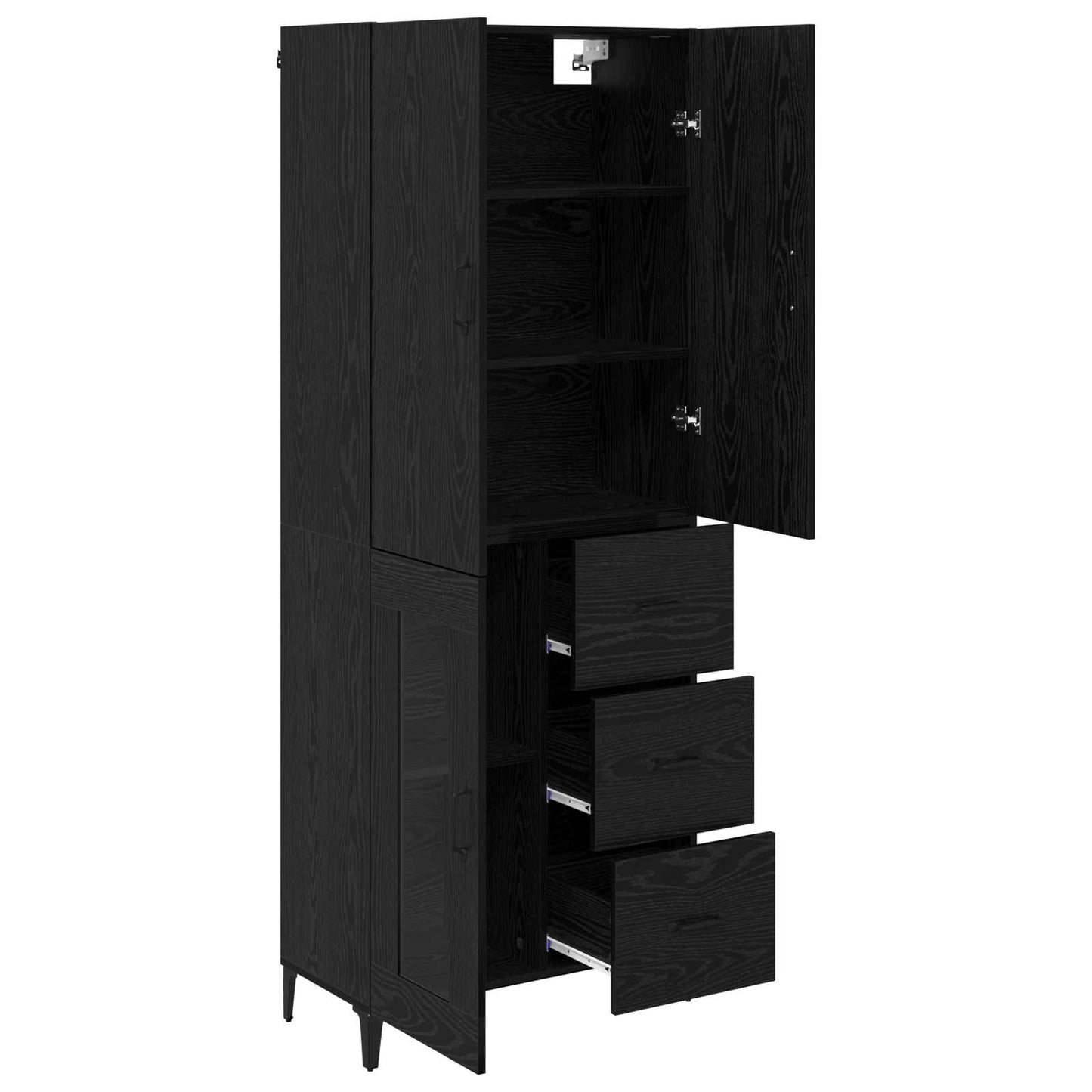 Highboard Black Oak 69.5 x 34 x 180 cm Engineered Wood