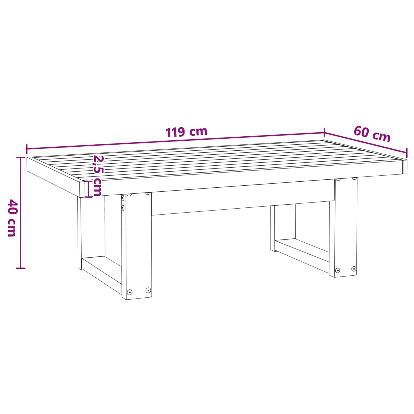 Coffee Table NOAIN Black 119 x 60 x 40 cm Solid Pine Wood