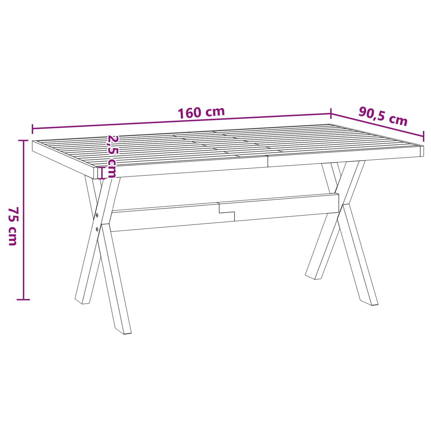 Dining Table NOAIN 160 cm Solid Pine Wood Black Rectangular