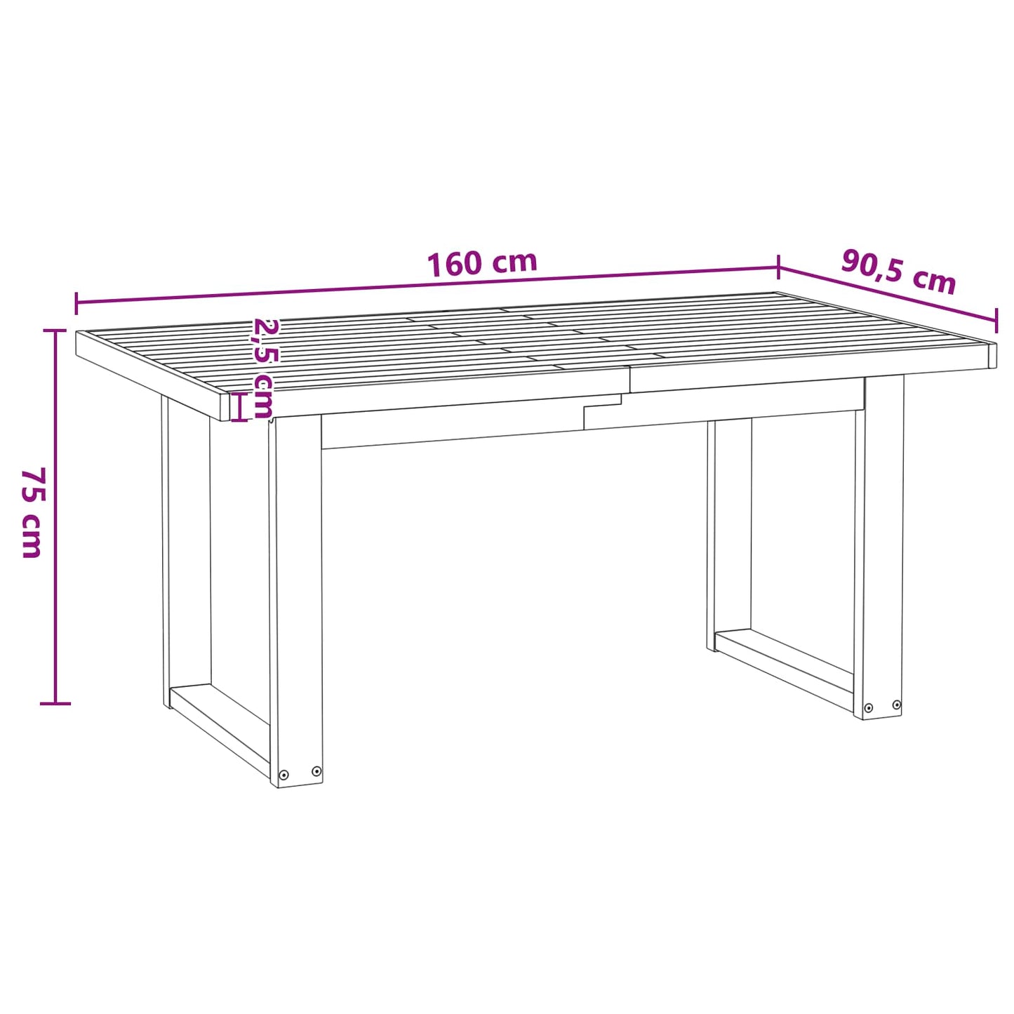 Dining Table NOAIN 160 cm Solid Pine Wood Black Rectangular