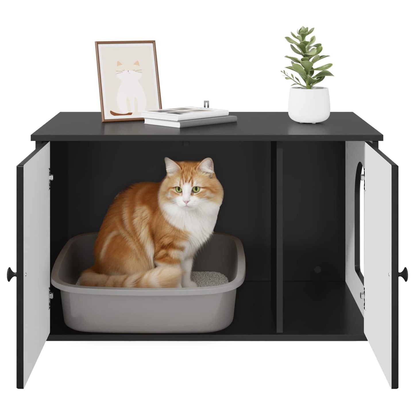 Cat House Black 85 x 55 x 50.5 cm Engineered Wood