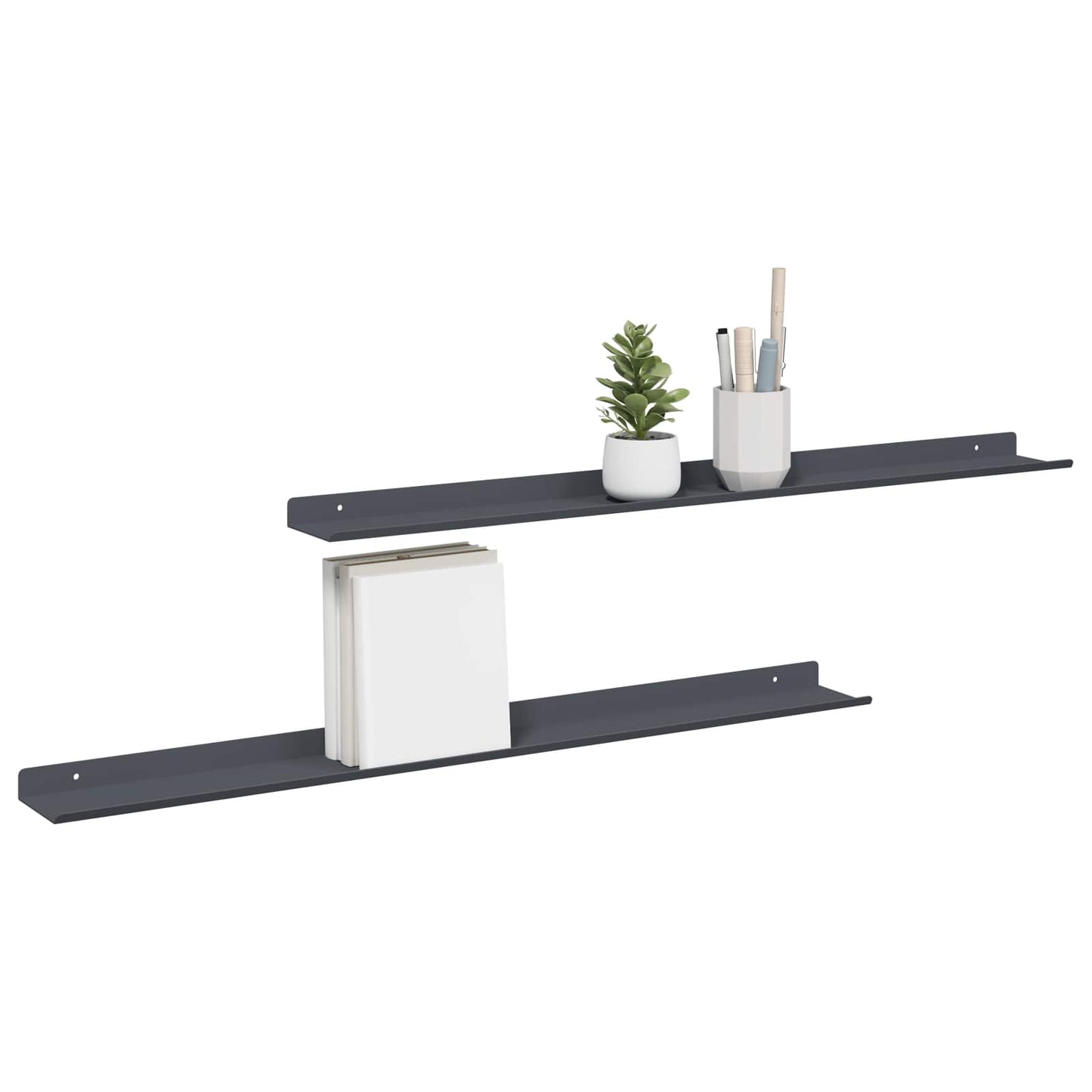 Floating Shelf 2 pcs Anthracite 80 x 9 x 2.5 cm Steel