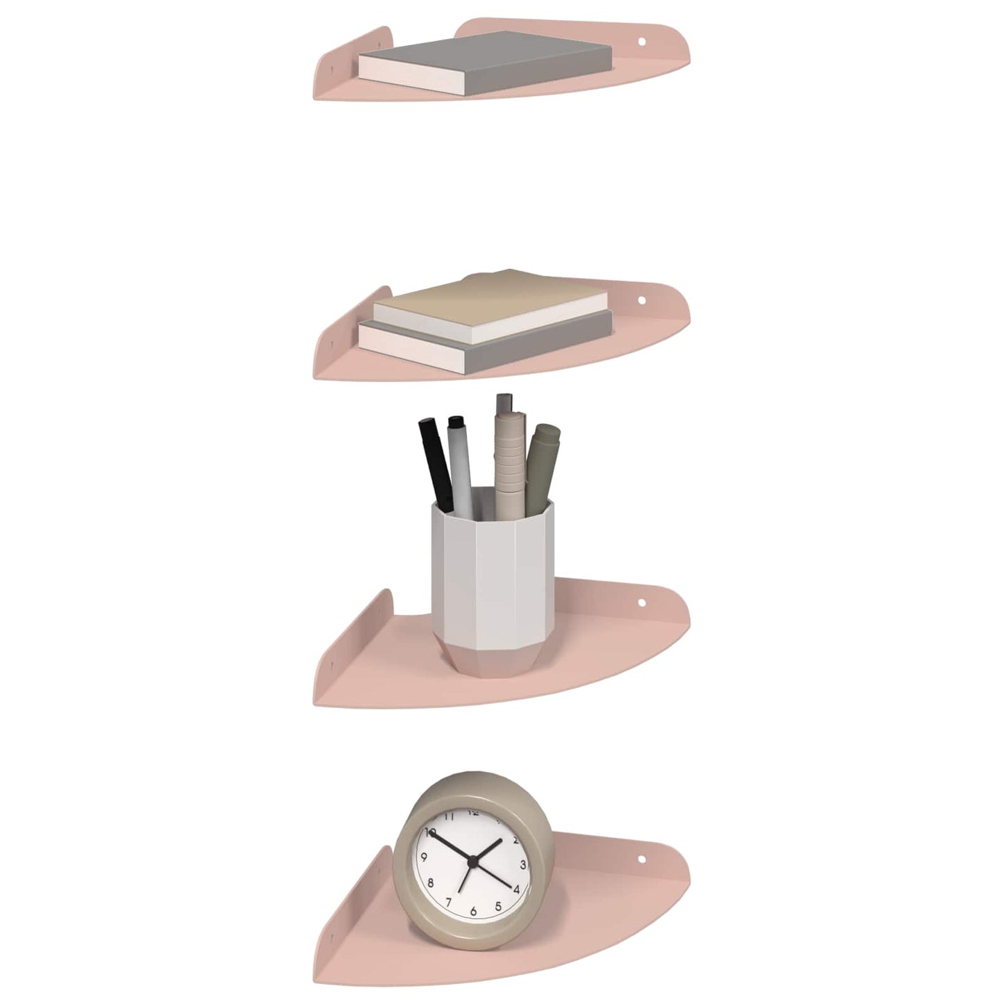 Corner Floating Shelf 4 pcs Pink 18 x 18 x 2 cm