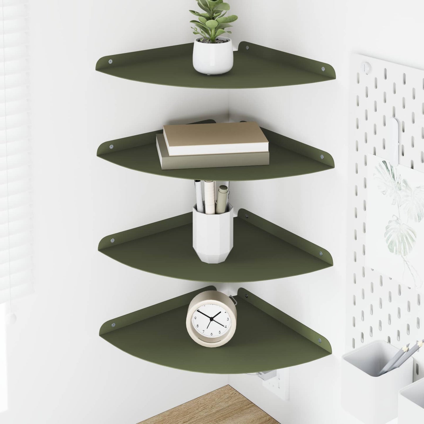 Corner Floating Shelf 4 pcs Olive green 30 x 30 x 2 cm