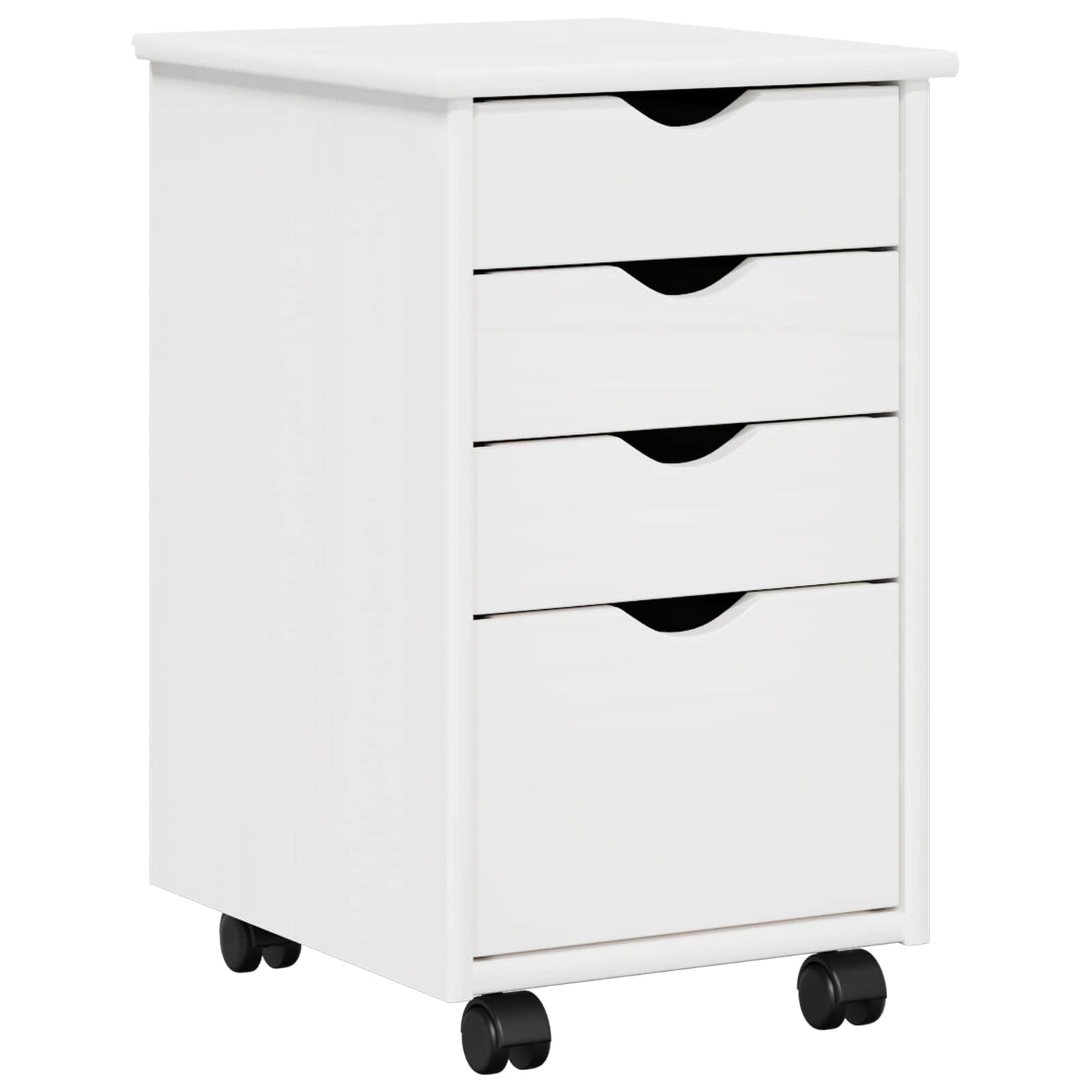 Rolling Cabinet White 34 x 39 x 56 cm Solid Pine Wood
