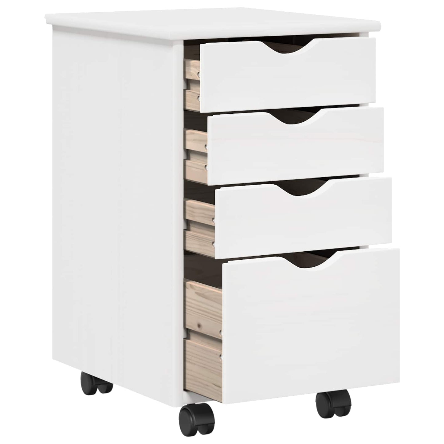 Rolling Cabinet White 34 x 39 x 56 cm Solid Pine Wood