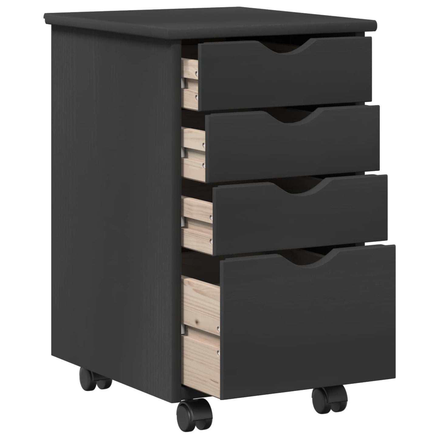 Rolling Cabinet with Wheel Grey 34 x 39 x 56 cm Solid Pine Wood