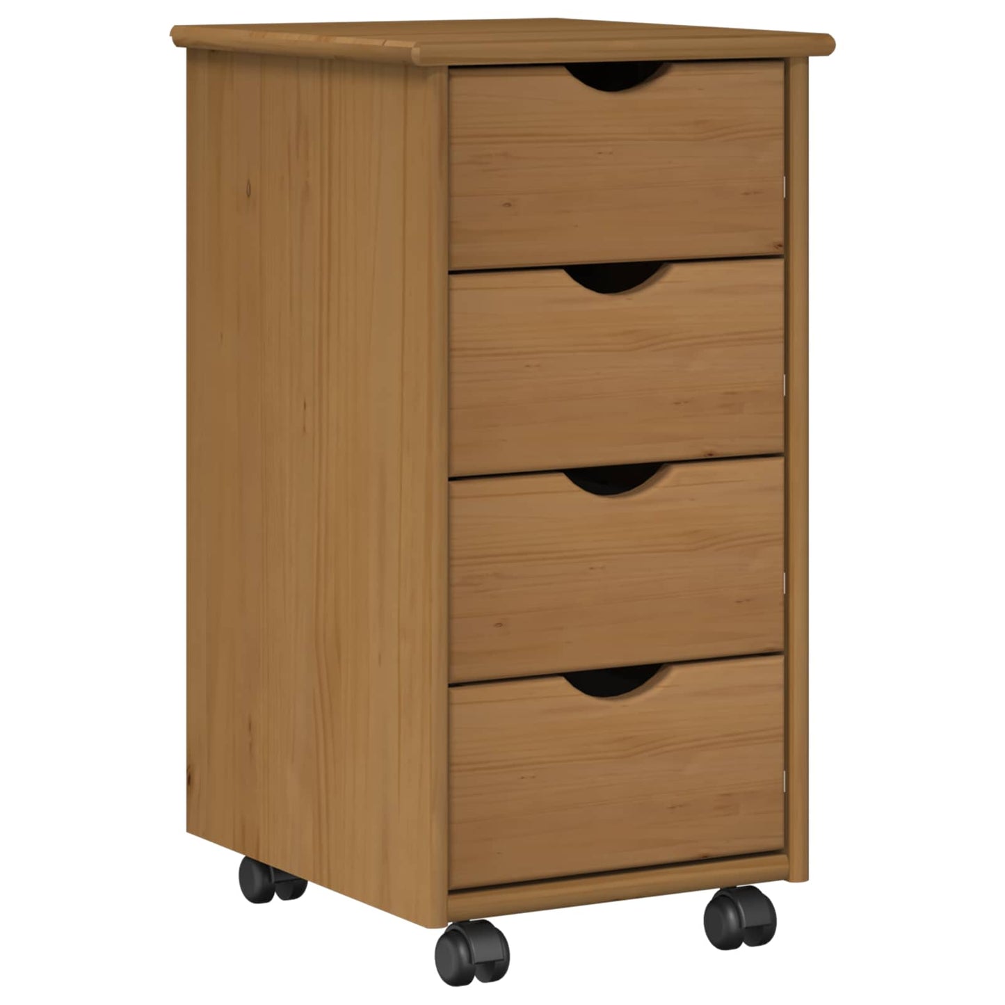 Rolling Cabinet 34 x 39 x 65.5 cm Solid Pine Wood Honey Brown