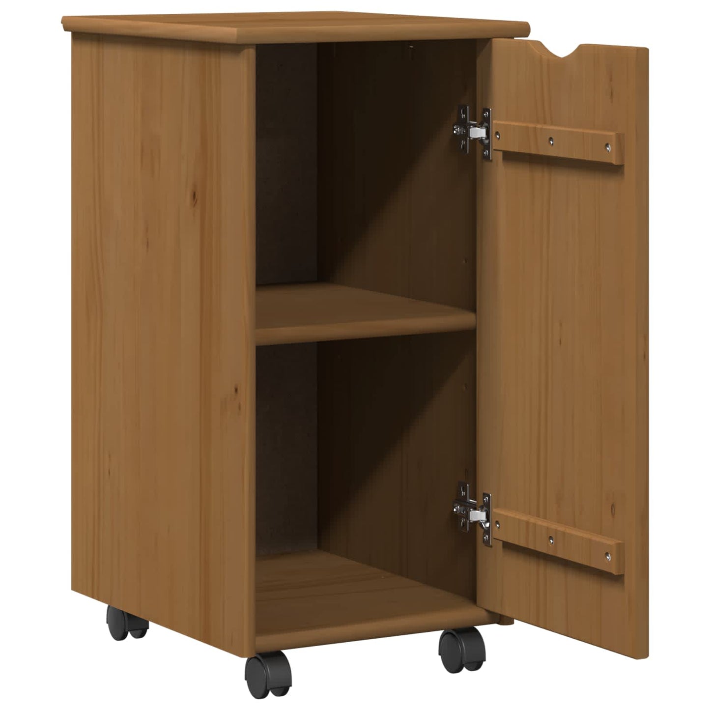 Rolling Cabinet Honey Brown 34 x 39 x 65.5 cm Solid Pine Wood