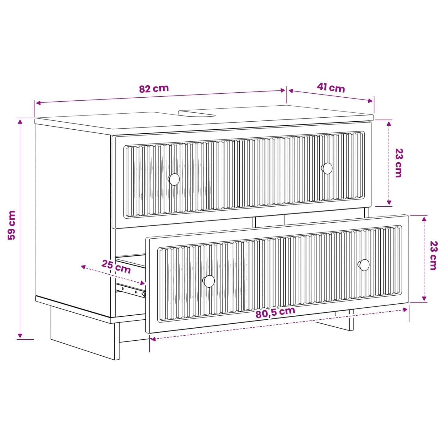 Bathroom Sink Cabinet EDE Artisan Oak 82 x 41x 59 cm