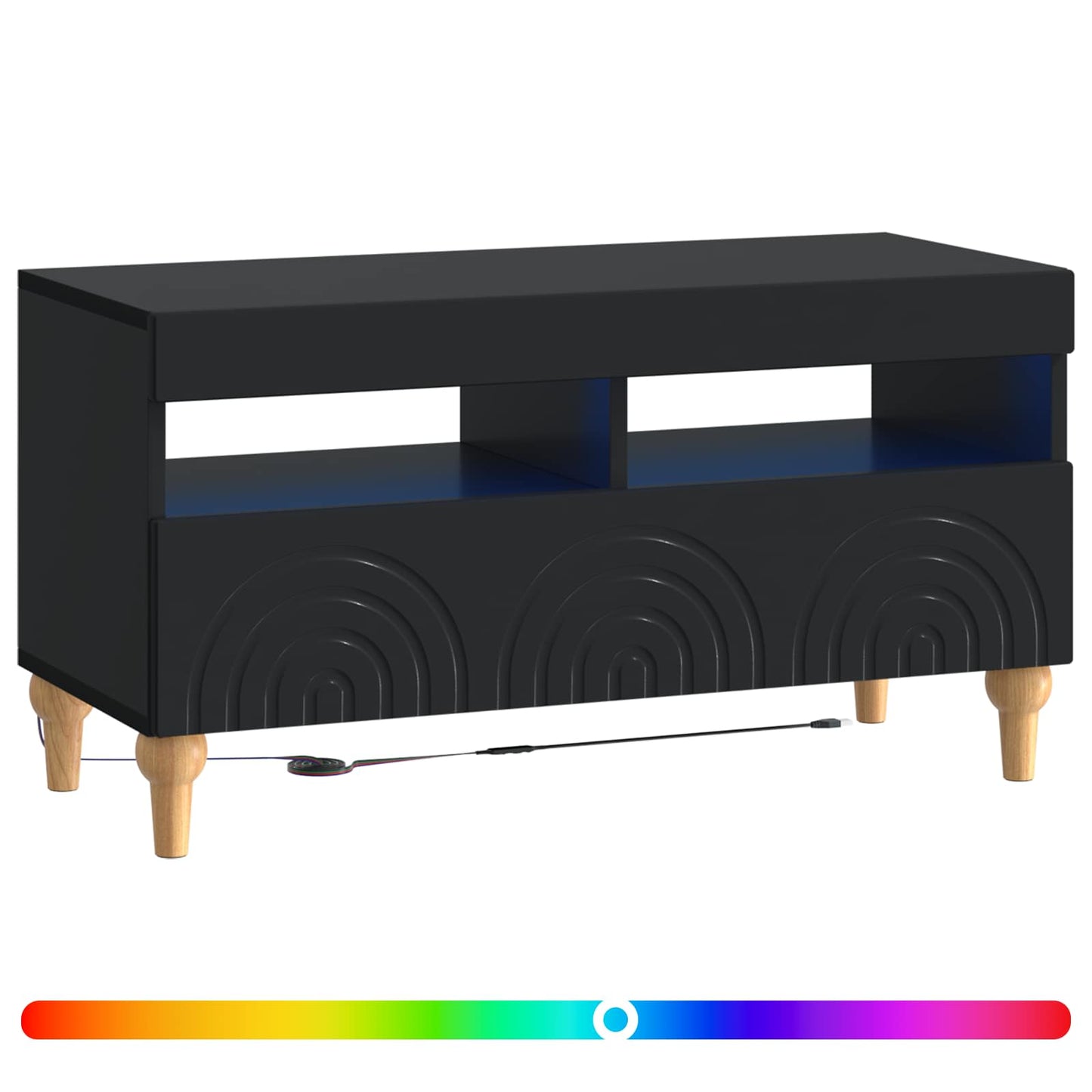 LED TV Cabinet Black Engineered Wood