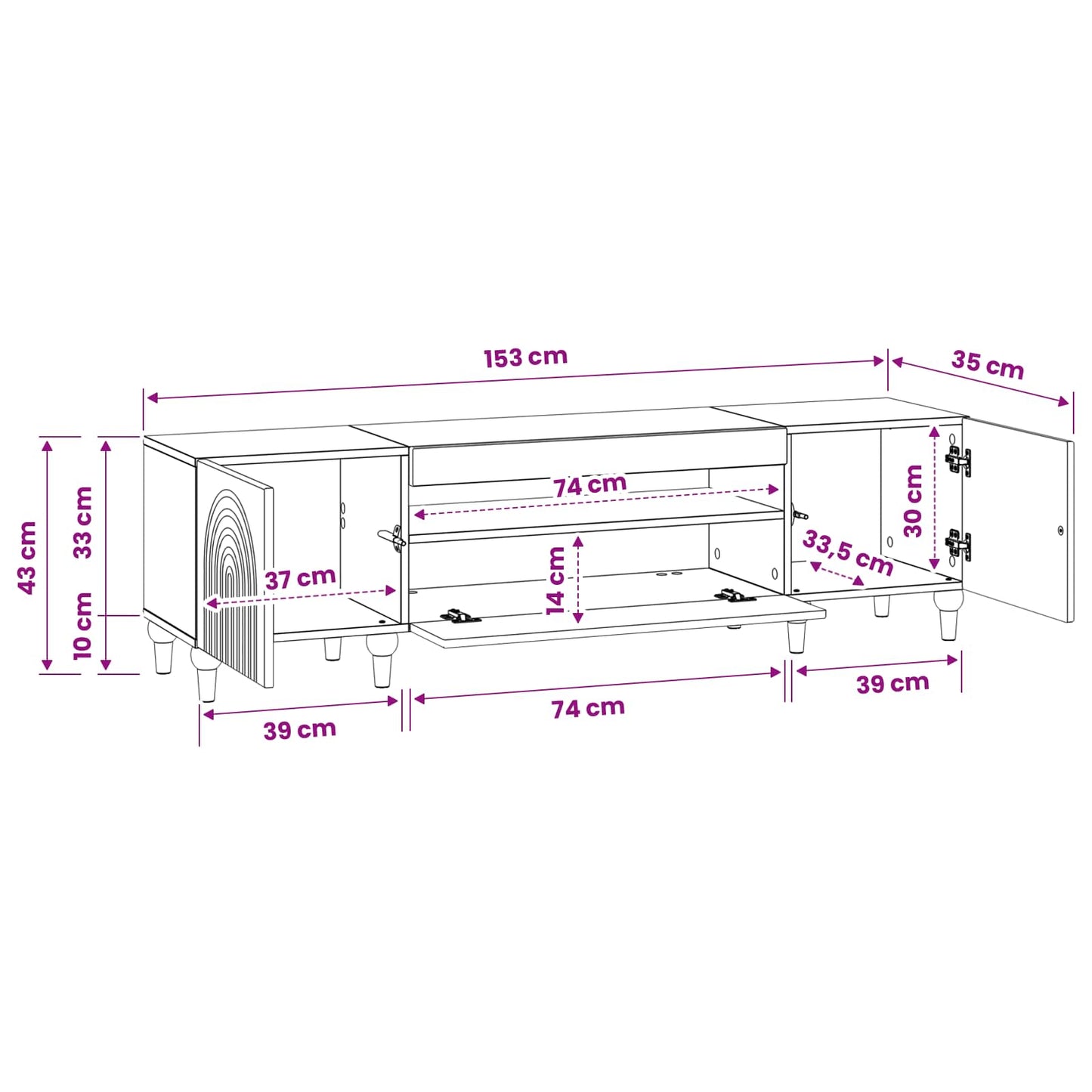 LED TV Cabinet Old Wood Engineered Wood