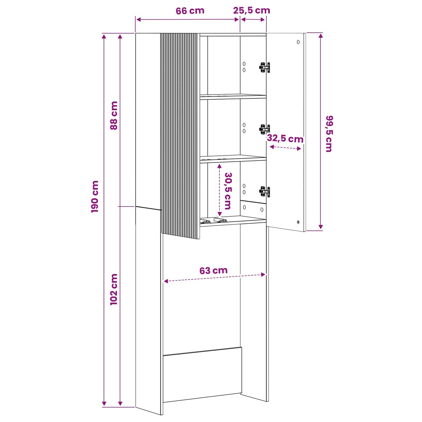 Toilet Cabinet ARNHEM Smoked Oak 66 x 25.5 x 190 cm