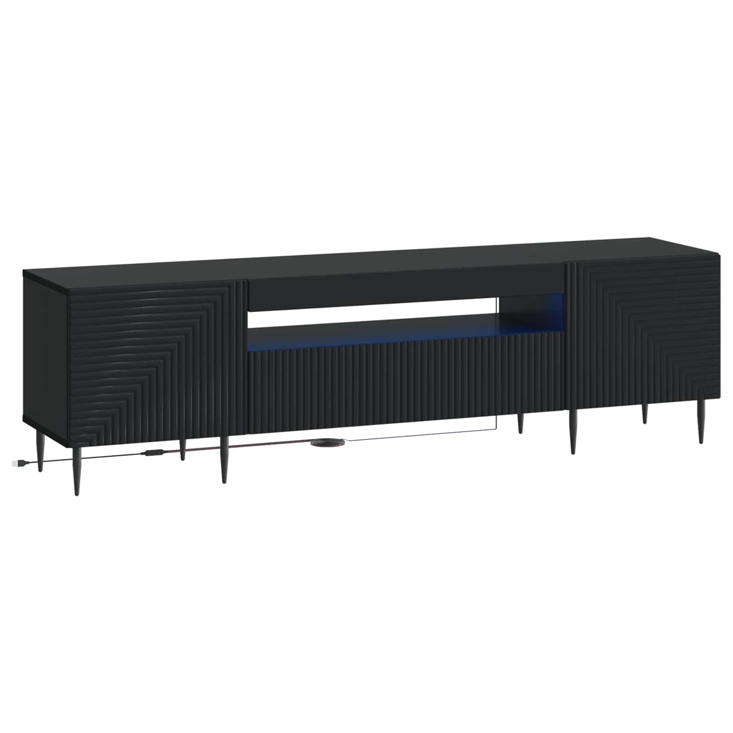 LED TV Cabinet Black Engineered Wood