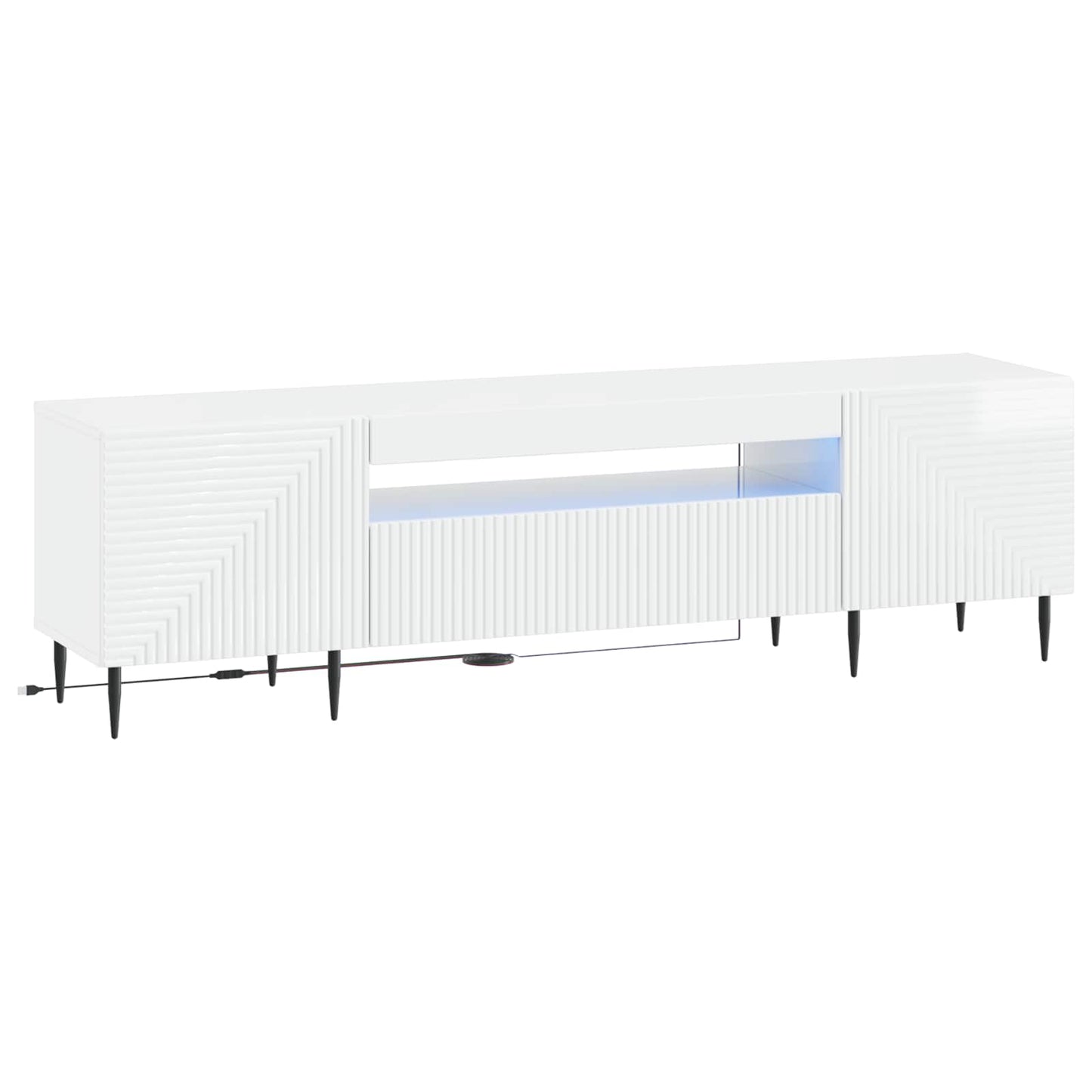 LED TV Cabinet High Gloss White Engineered Wood