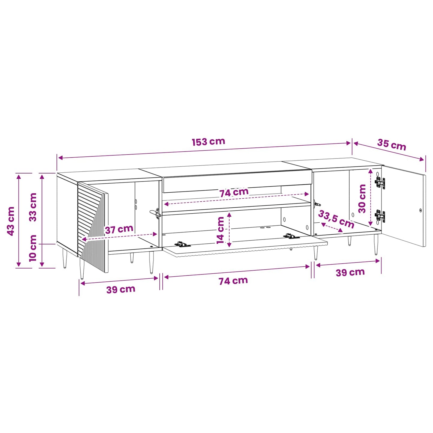 LED TV Cabinet Smoked Oak Engineered Wood