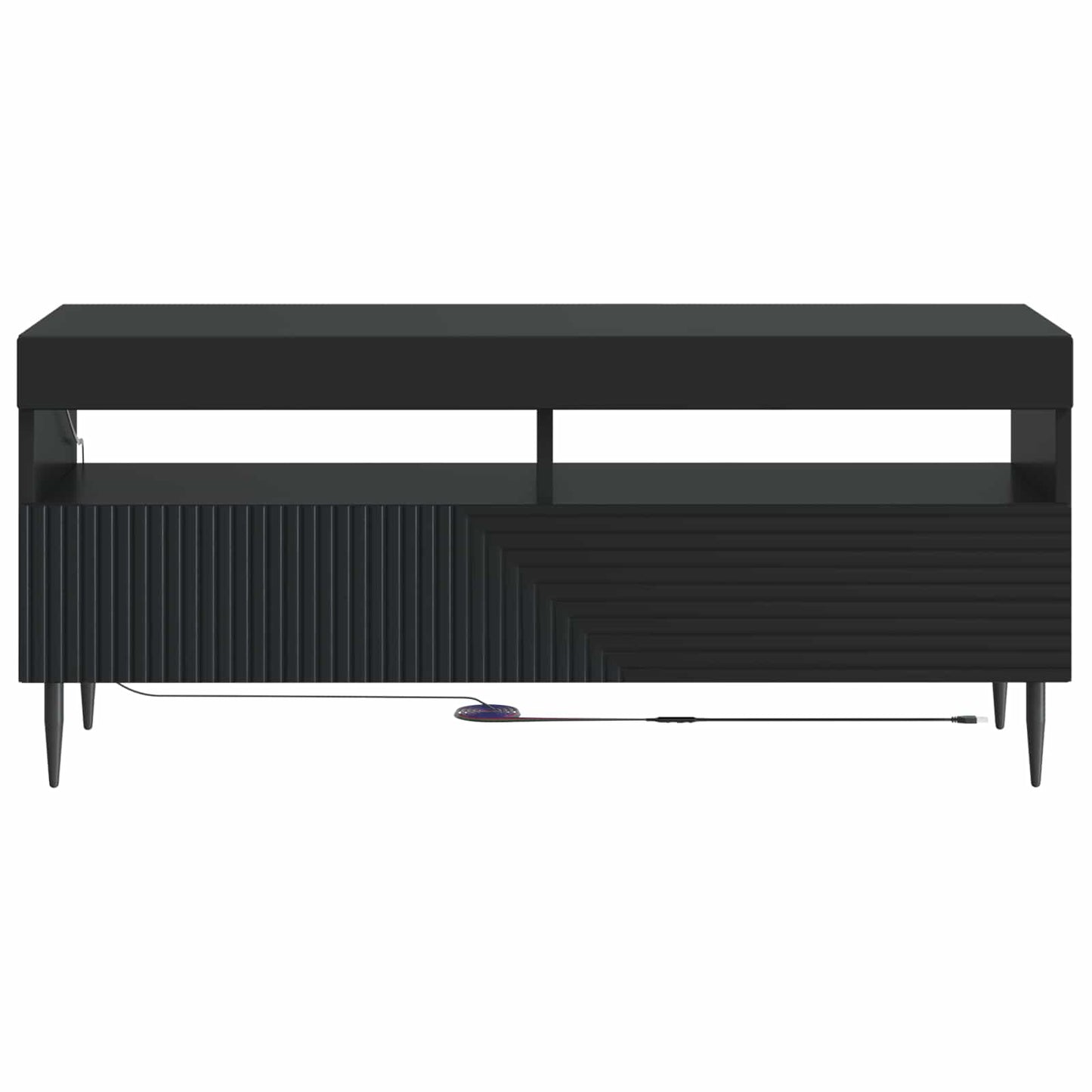 LED TV Cabinet Black Engineered Wood