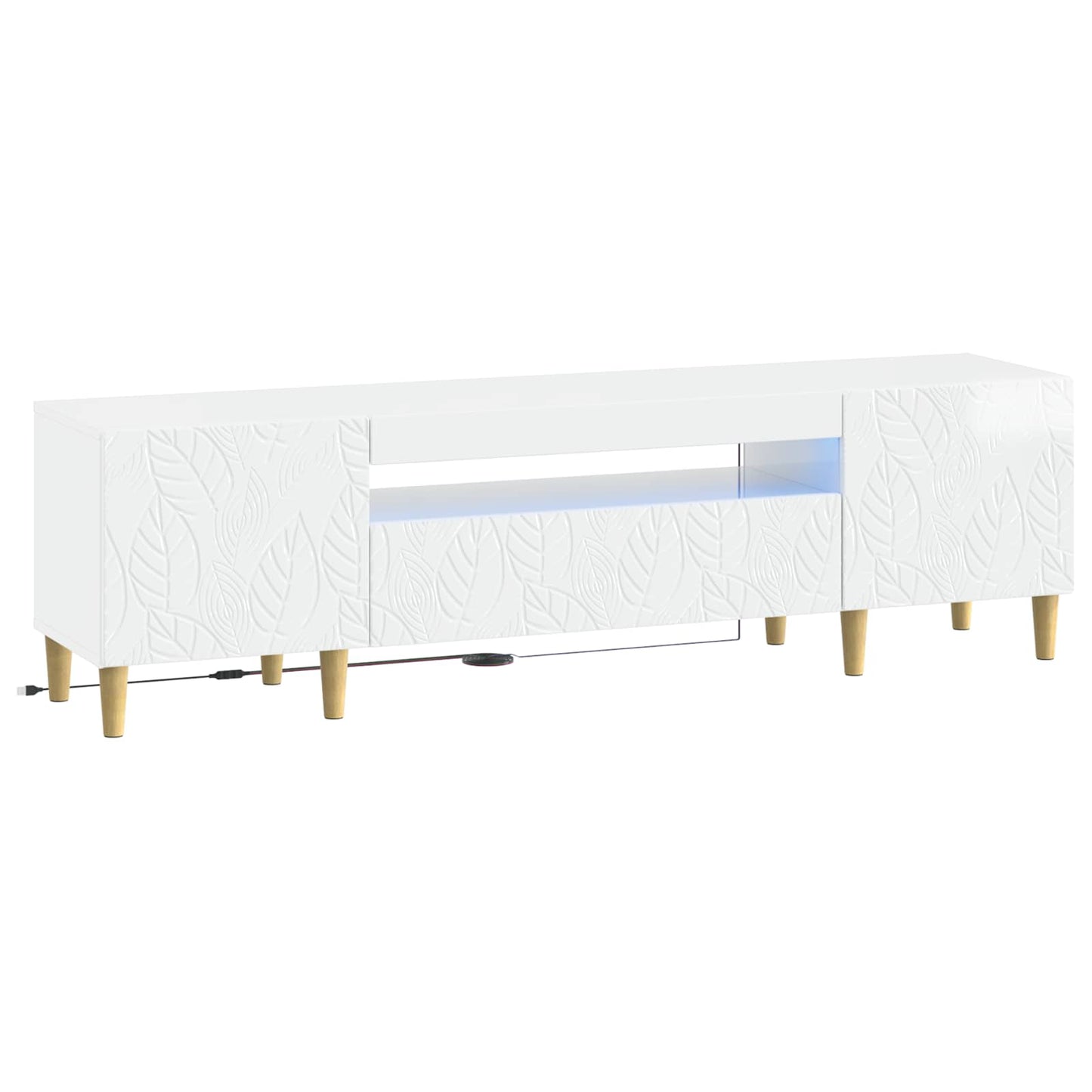LED TV Cabinet High Gloss White Engineered Wood