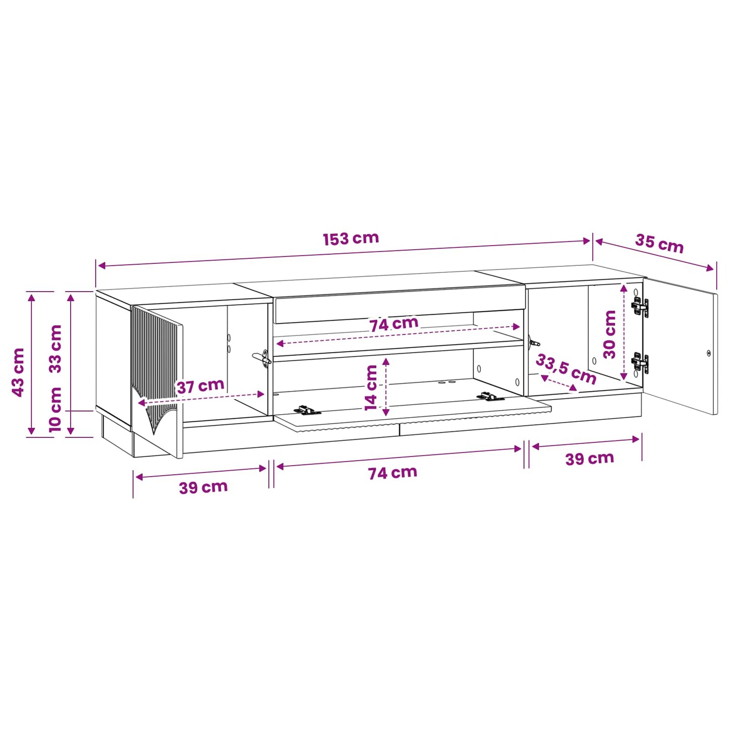 LED TV Cabinet Black Engineered Wood