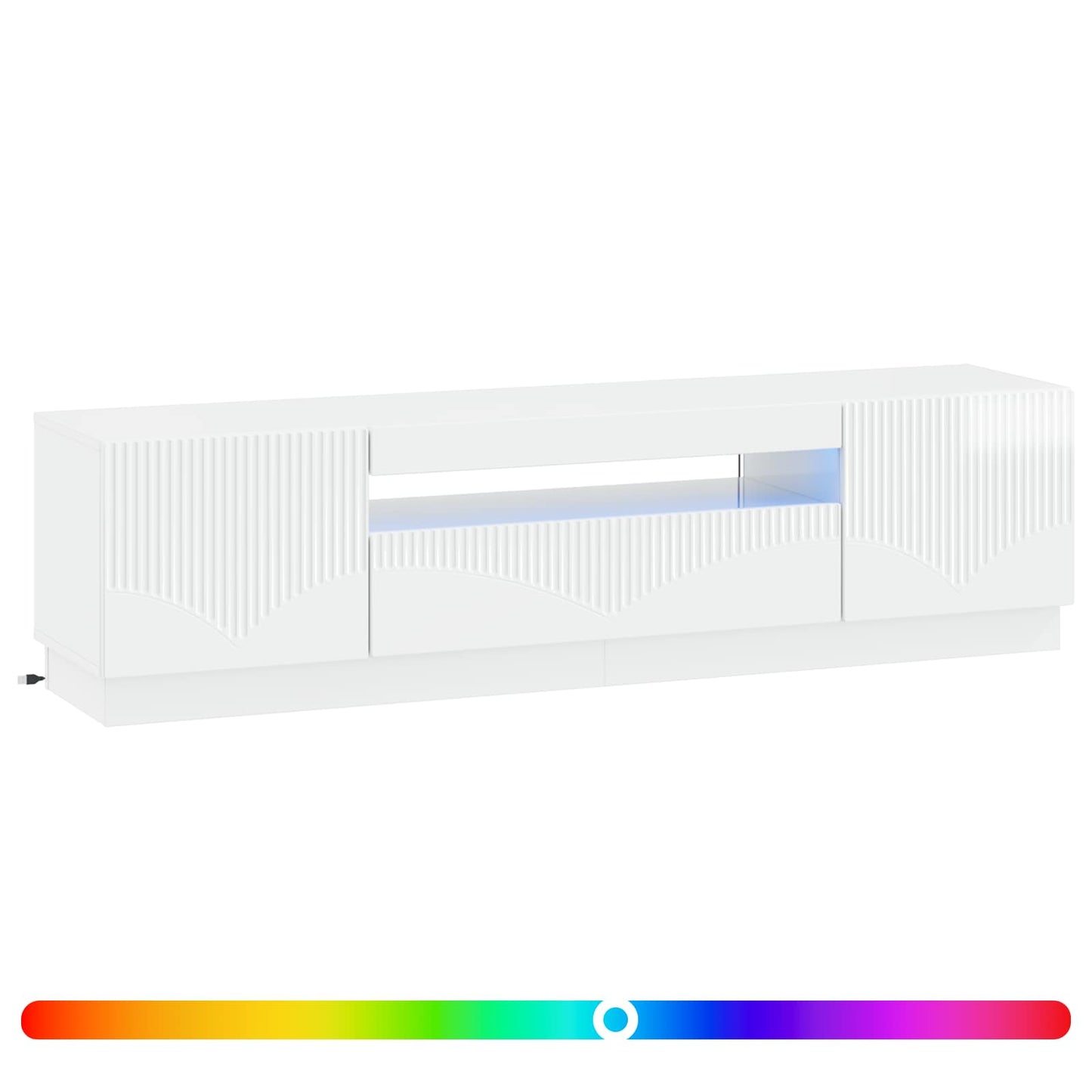 LED TV Cabinet High Gloss White Engineered Wood