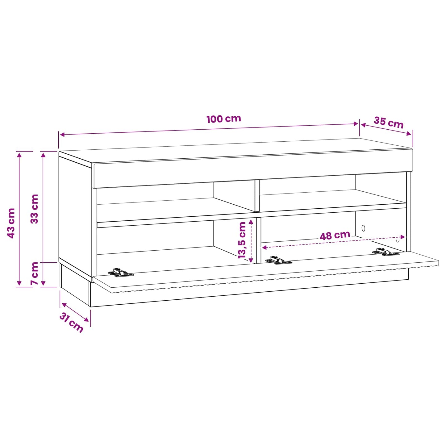 LED TV Cabinet Smoked Oak Engineered Wood