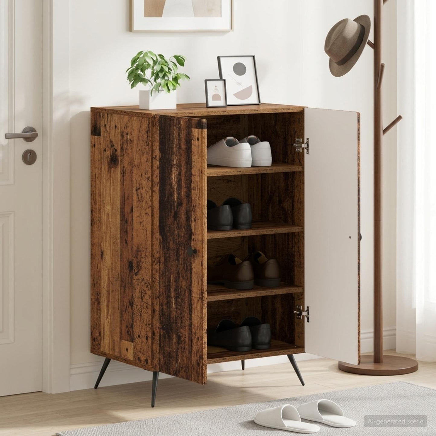 Shoe Cabinet BREDA 59.5 x 39.5 x 90 cm Engineered Wood Old Wood