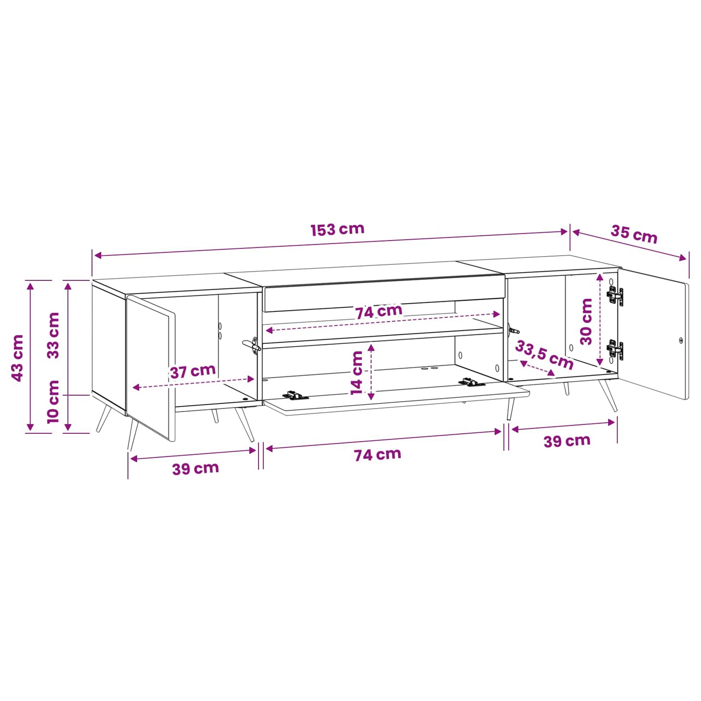 LED TV Cabinet Smoked Oak Engineered Wood