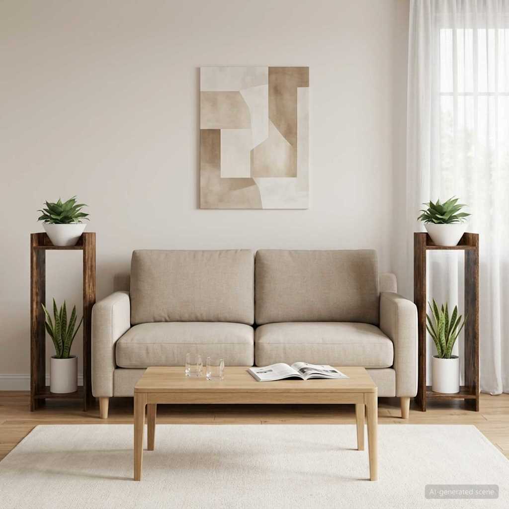 Plant Stand 2 pcs Smoked Oak 30 x 30 x 100 cm Engineered Wood