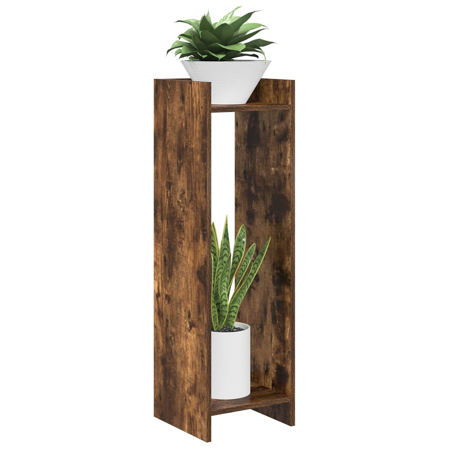 Plant Stand 2 pcs Smoked Oak 30 x 30 x 100 cm Engineered Wood