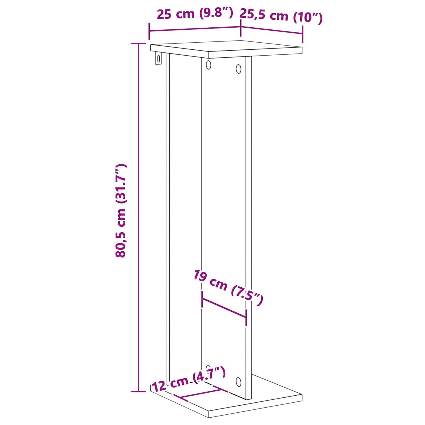 Plant Stand Old Wood 25 x 25.5 x 80.5 cm Engineered Wood