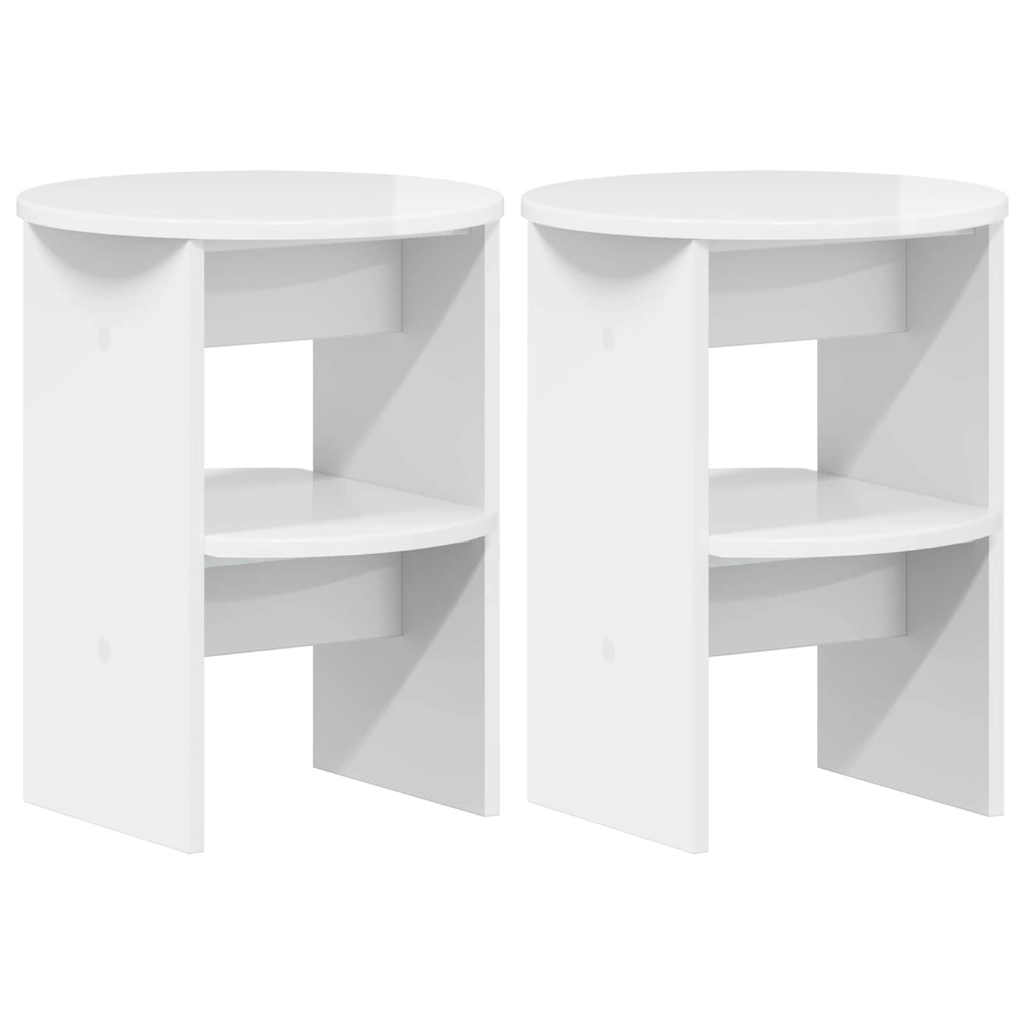 Side Cabinet 2 pcs High Gloss White Ø40 x 50 cm Engineered Wood