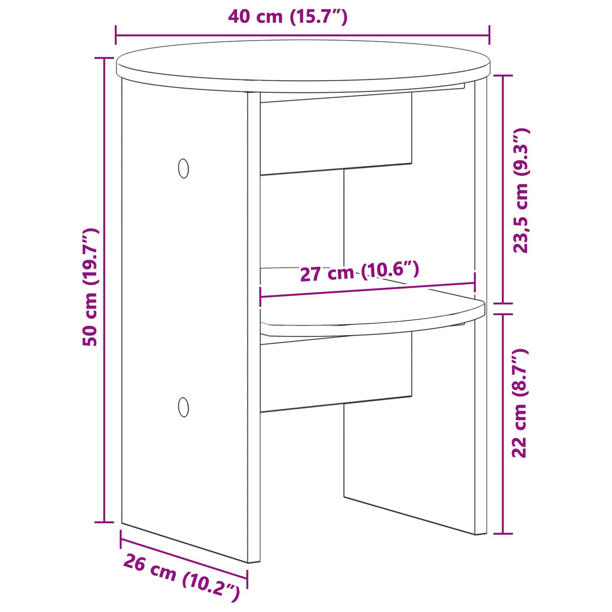 Side Cabinet Grey Sonoma Ø40 x 50 cm Engineered Wood