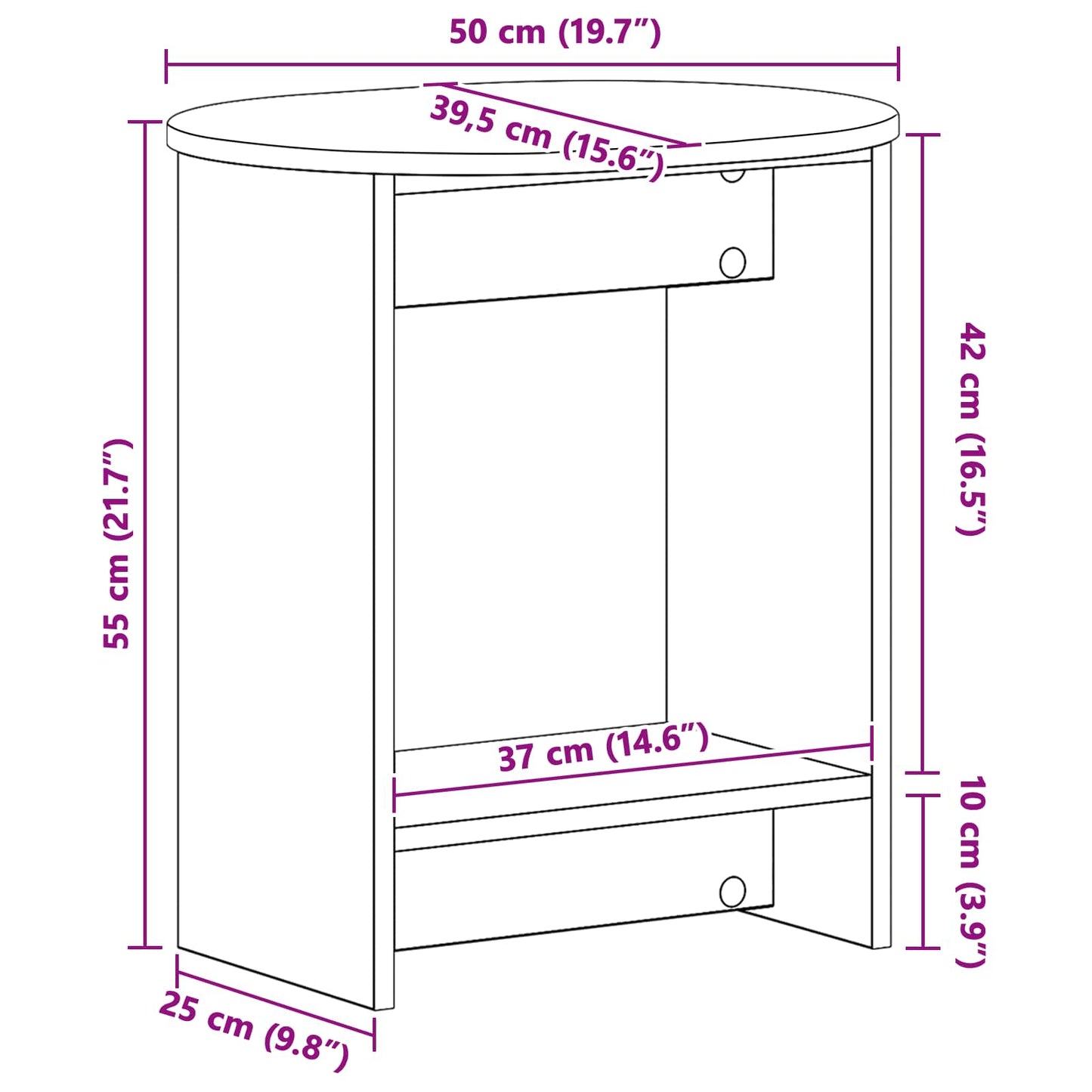 Side Table Old Wood 50 x 39,5 x 55 cm Engineered Wood