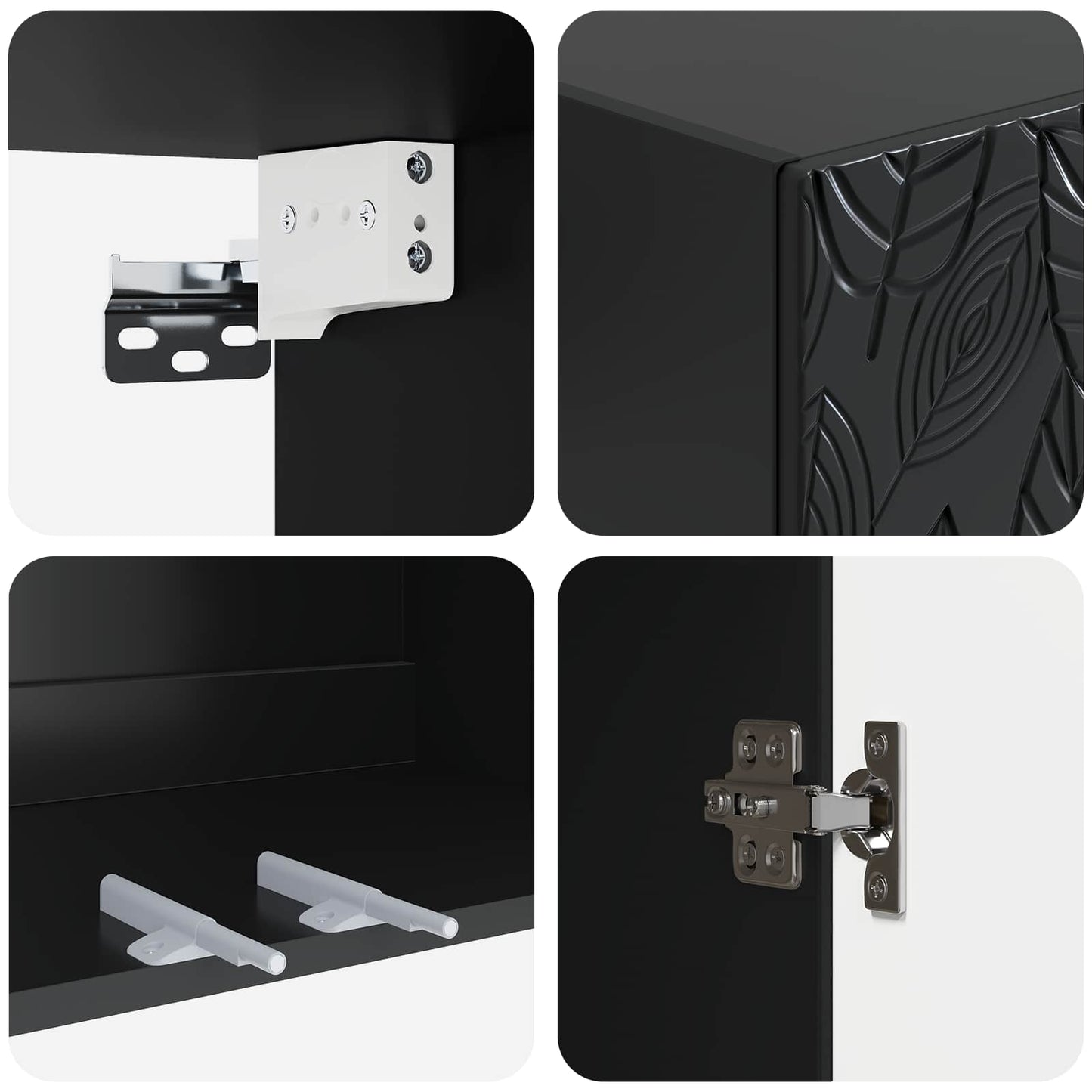 Cabinet Set 2 pcs Black Engineered Wood