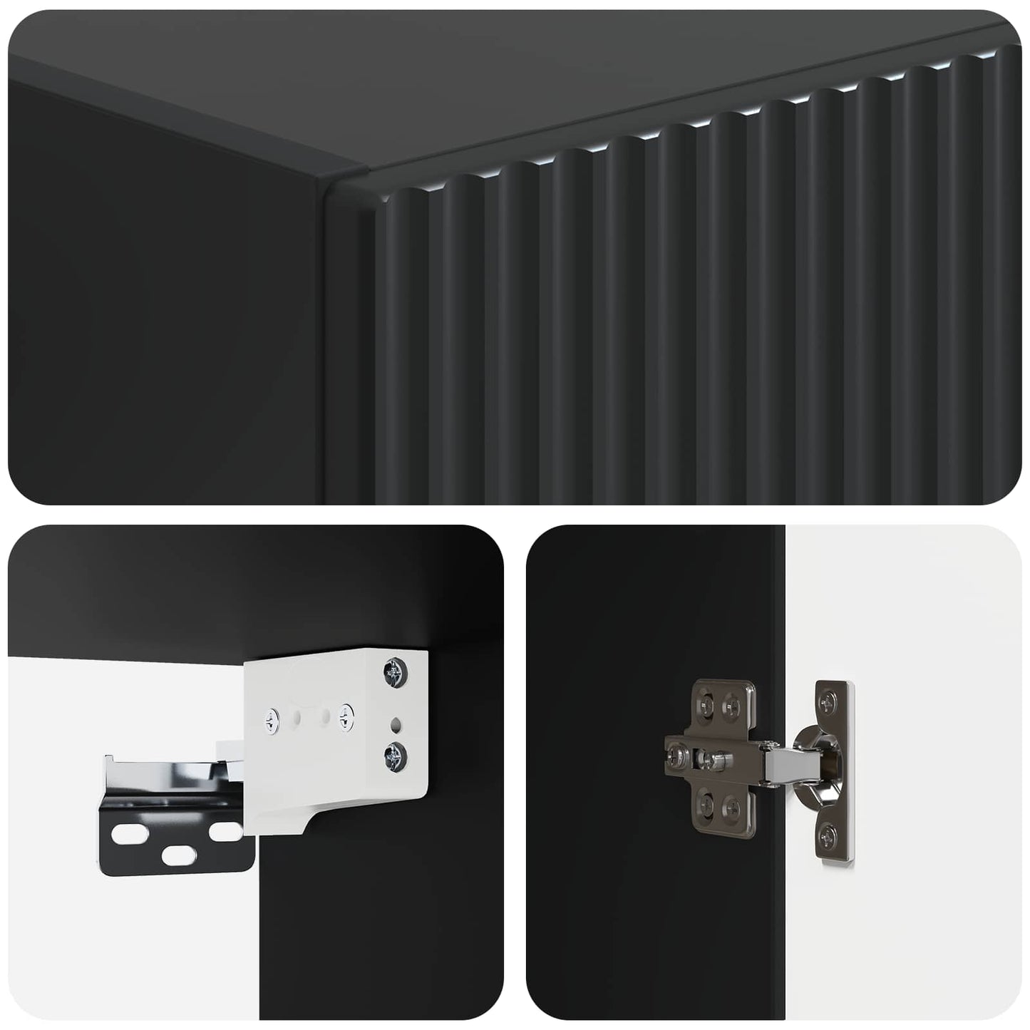 Cabinet Set 2 pcs Black Engineered Wood