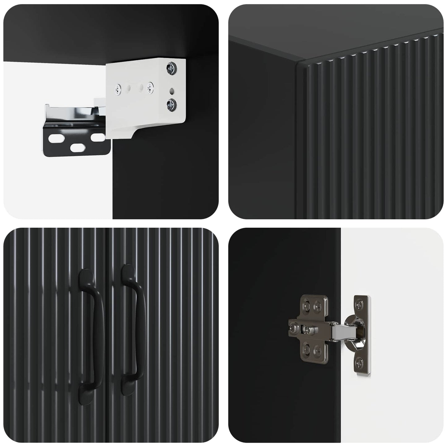 Cabinet Set 2 pcs Black Engineered Wood