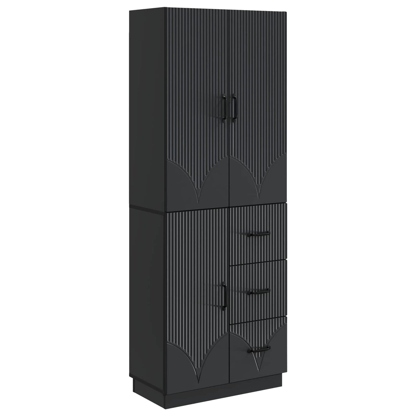 Cabinet Set 2 pcs Black Engineered Wood