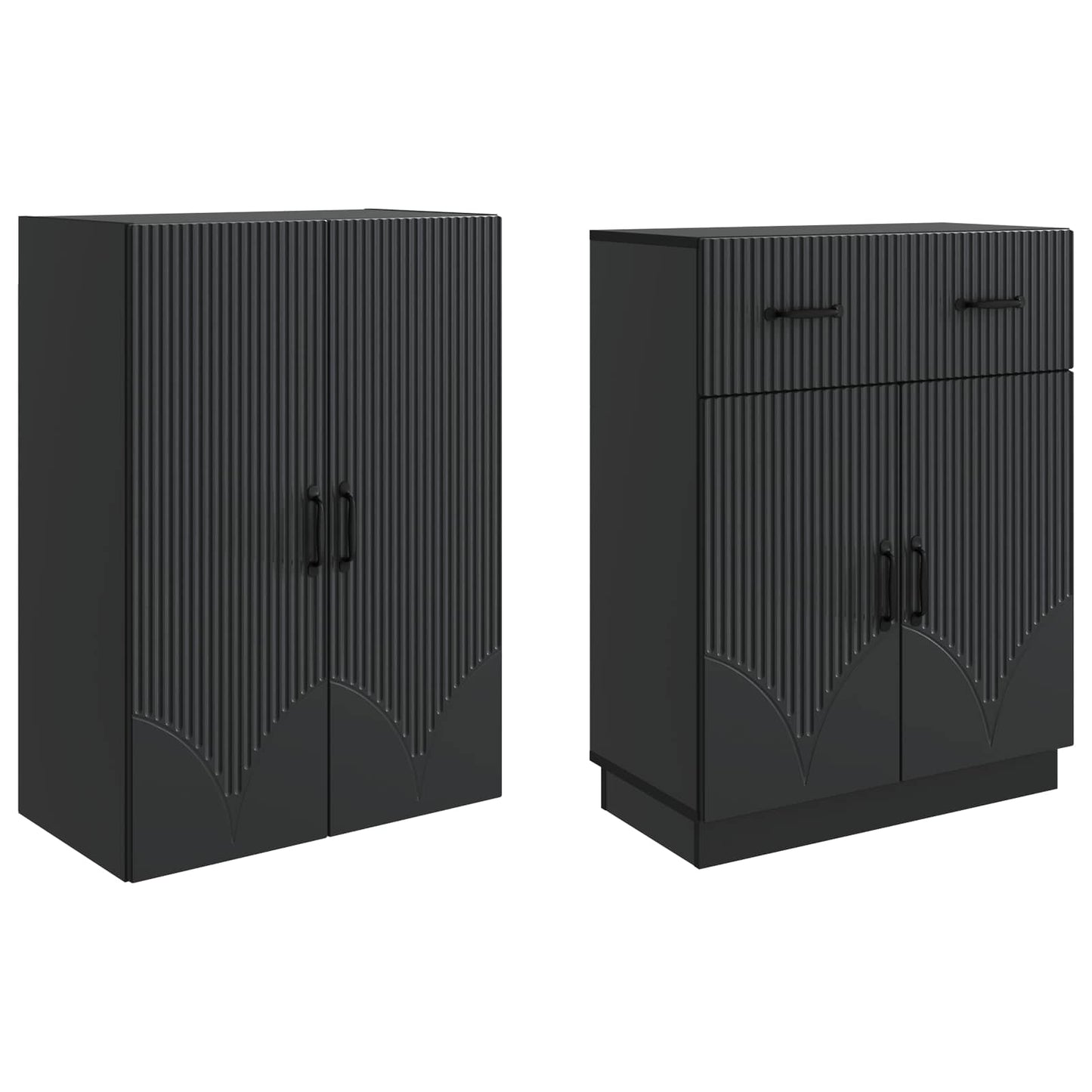 Cabinet Set 2 pcs Black Engineered Wood