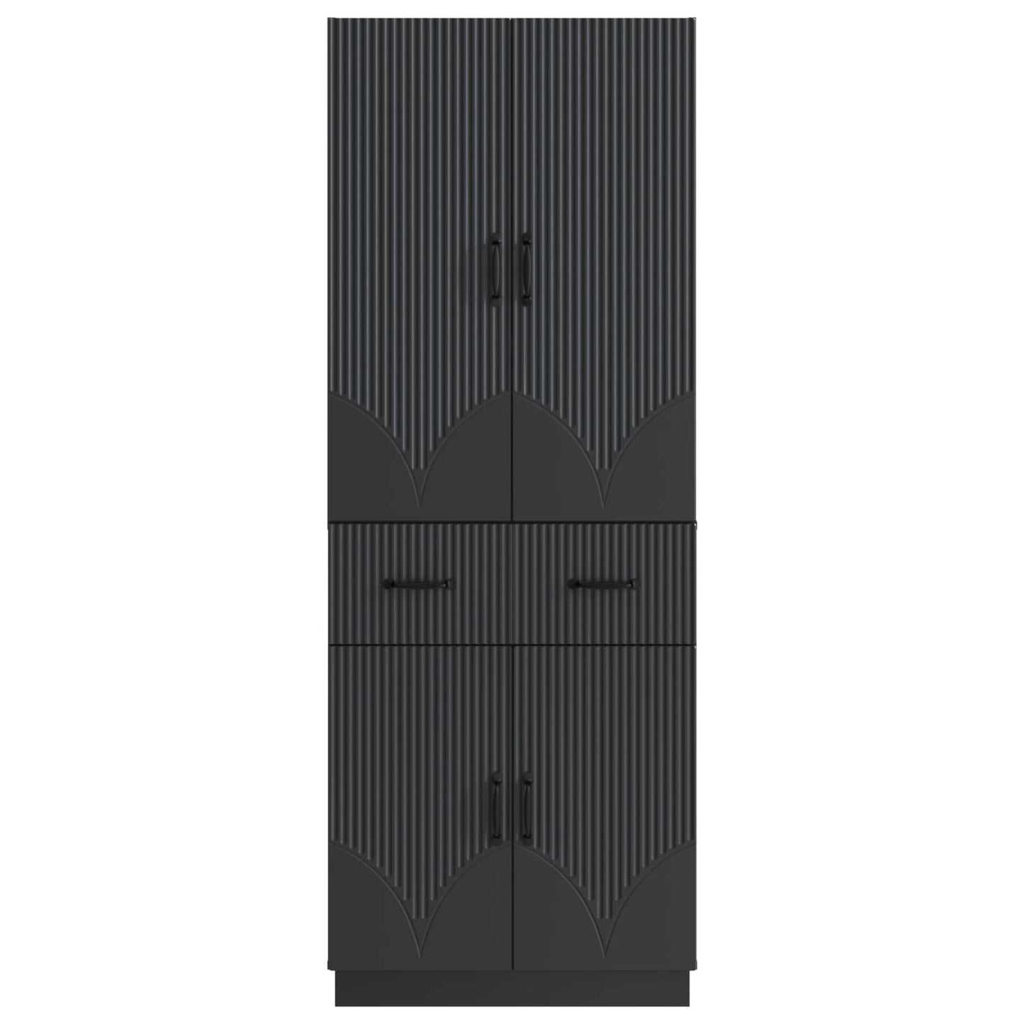 Cabinet Set 2 pcs Black Engineered Wood