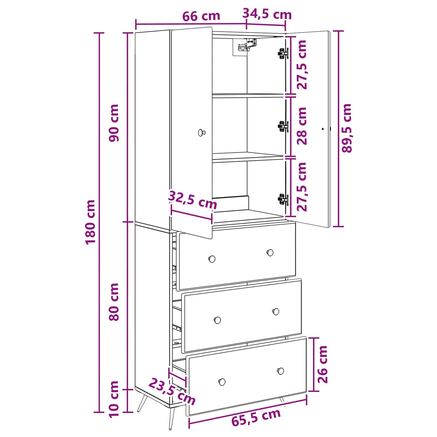 Cabinet Set 2 pcs 66 x 34.5 x 90 cm Engineered Wood