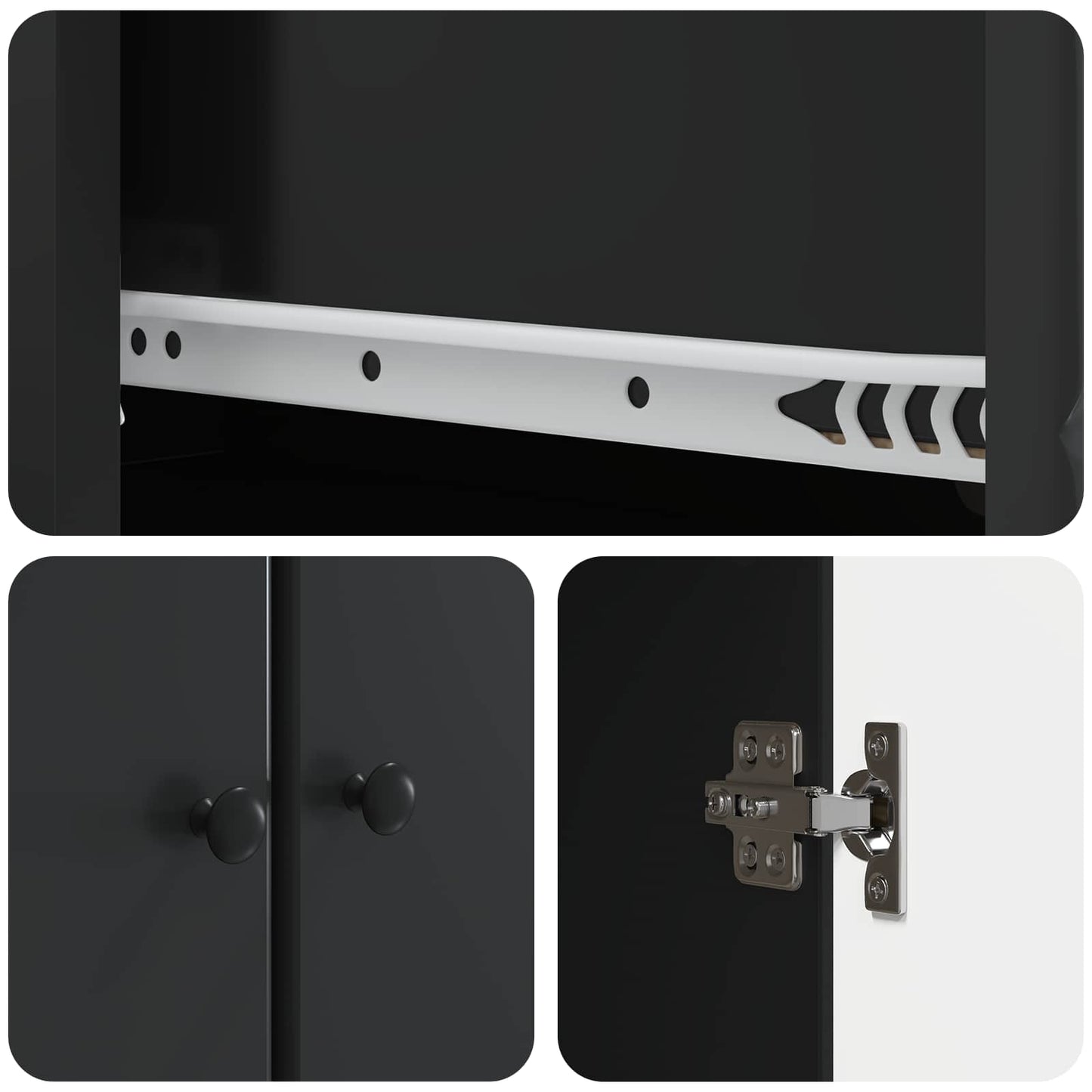 Cabinet Set 2 pcs Black Engineered Wood