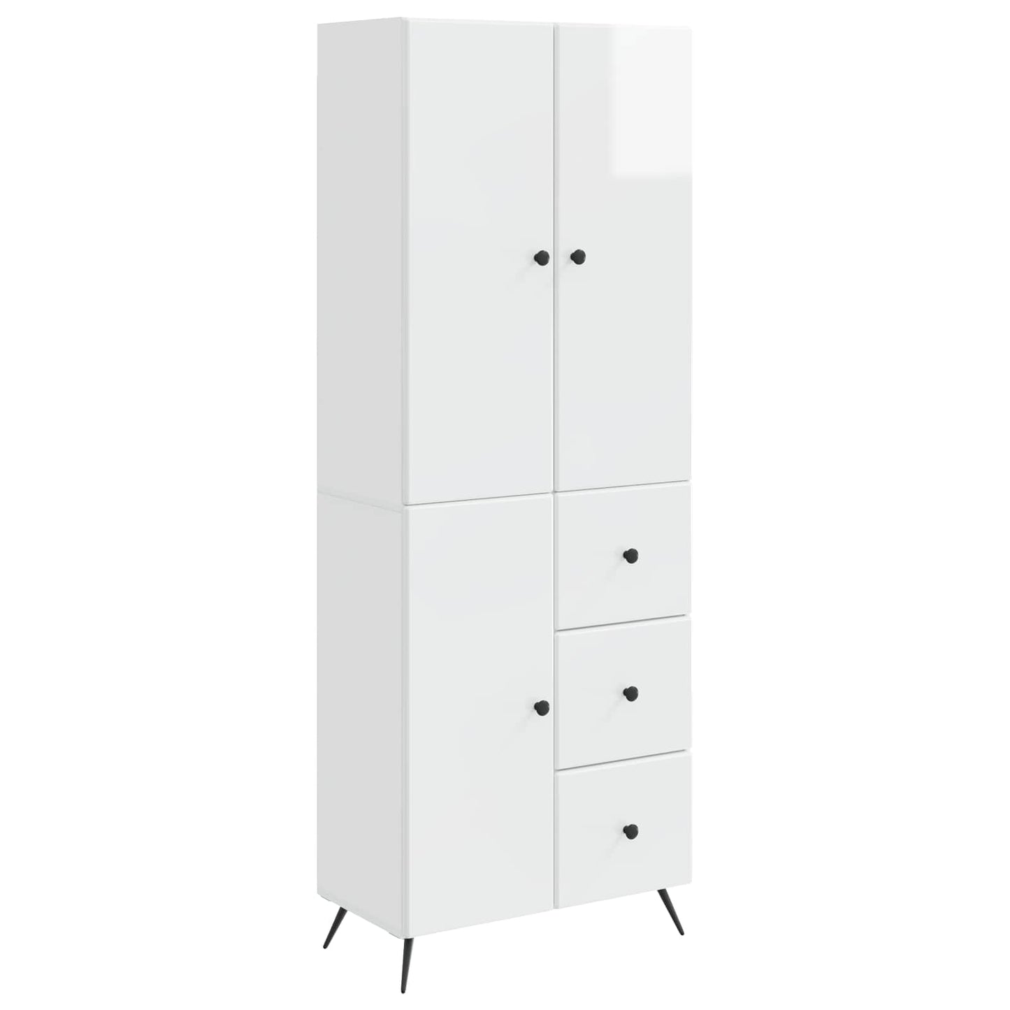 Cabinet Set 2 pcs High Gloss White Engineered Wood