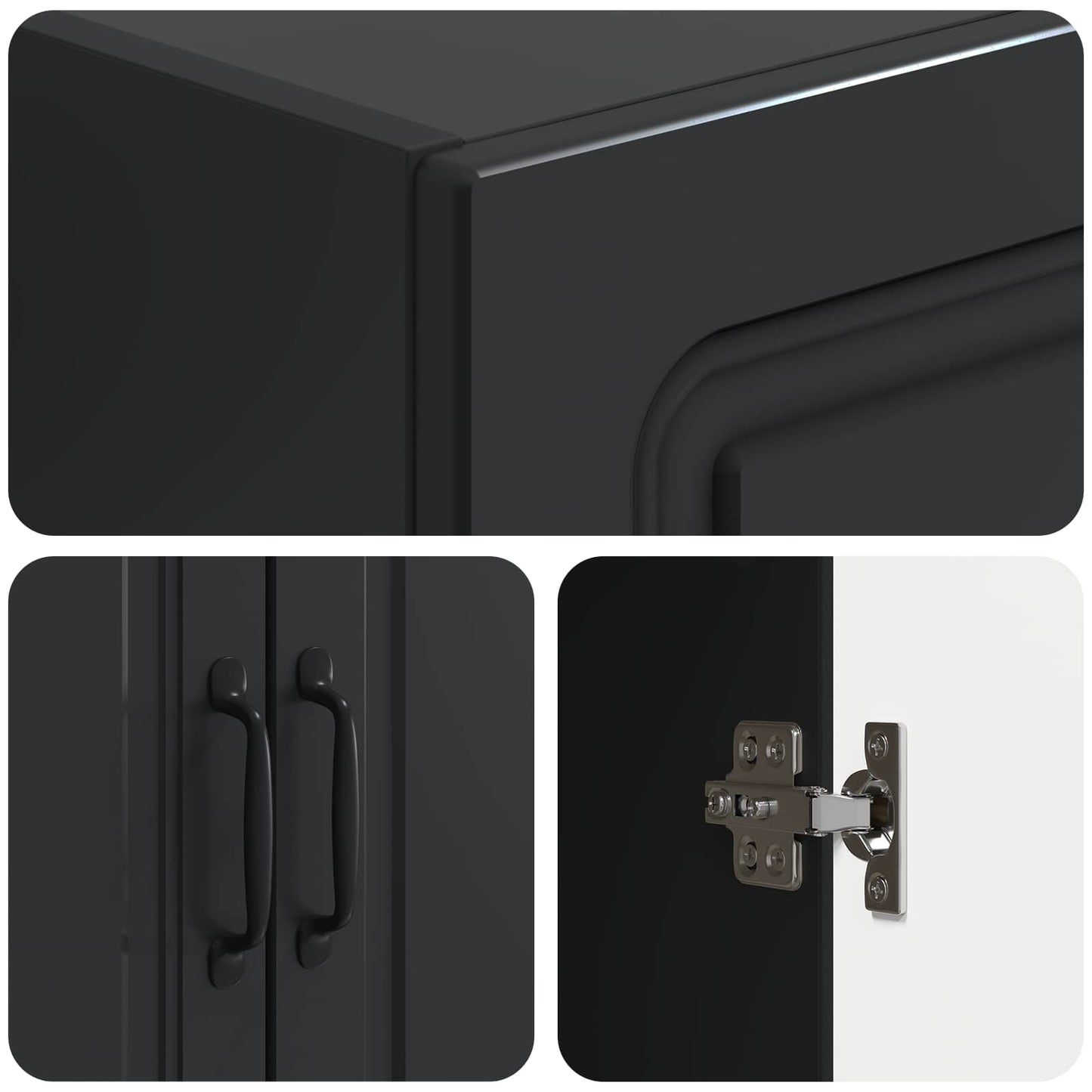 Cabinet Set 2 pcs Black Engineered Wood