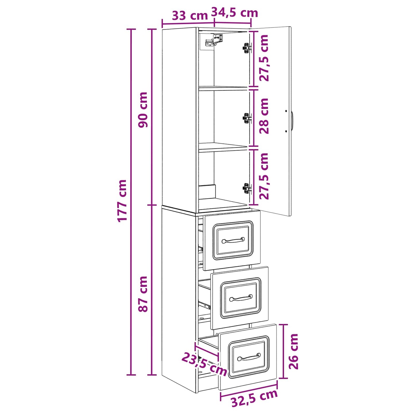 Cabinet Set 2 pcs 33 x 34.5 x 87 cm Engineered Wood
