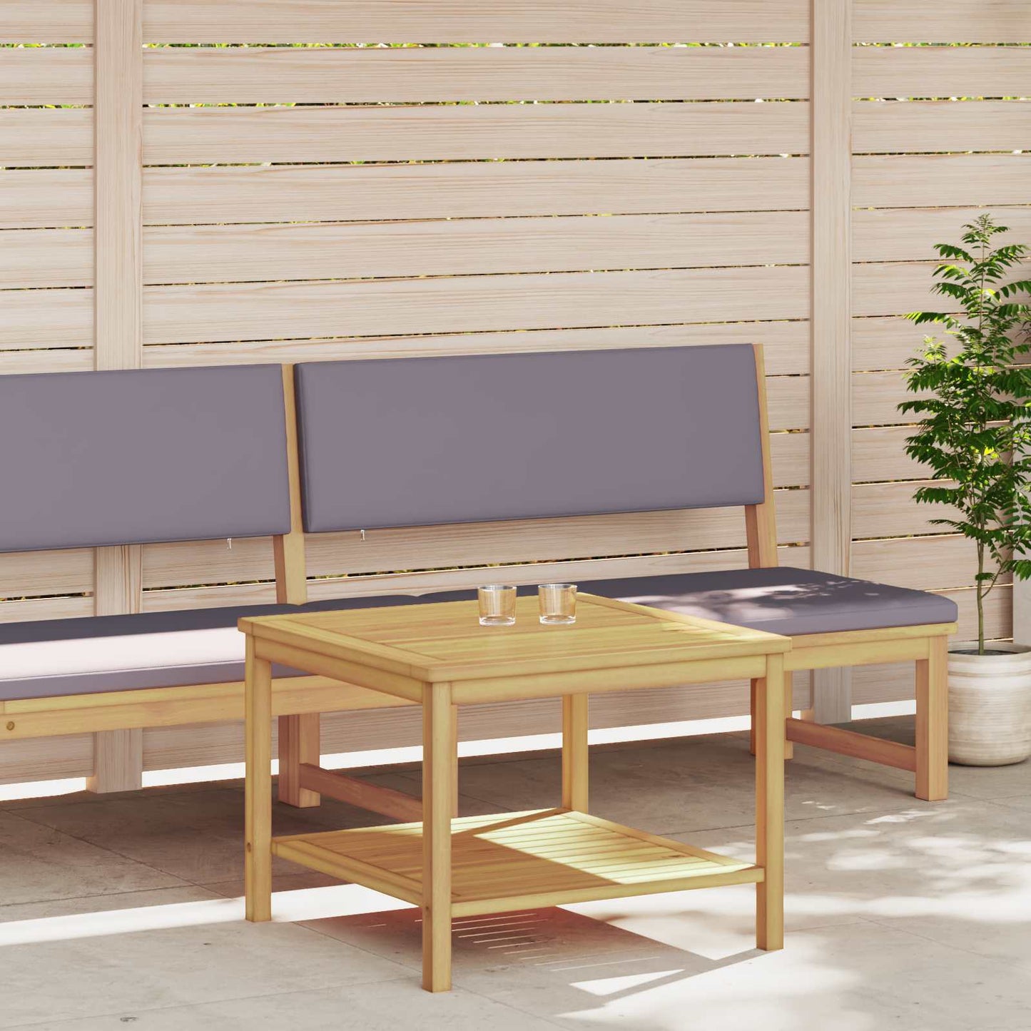 Side Table Oil Natural 60 x 60 x 45 cm Solid Acacia Wood