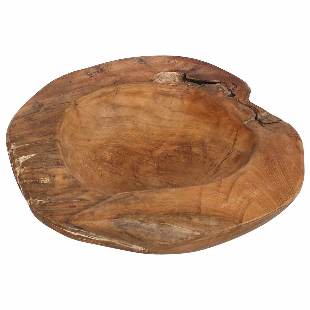 Fruit Bowl JEPARA Ø 40 cm Solid Teak Wood Round Teak Brown