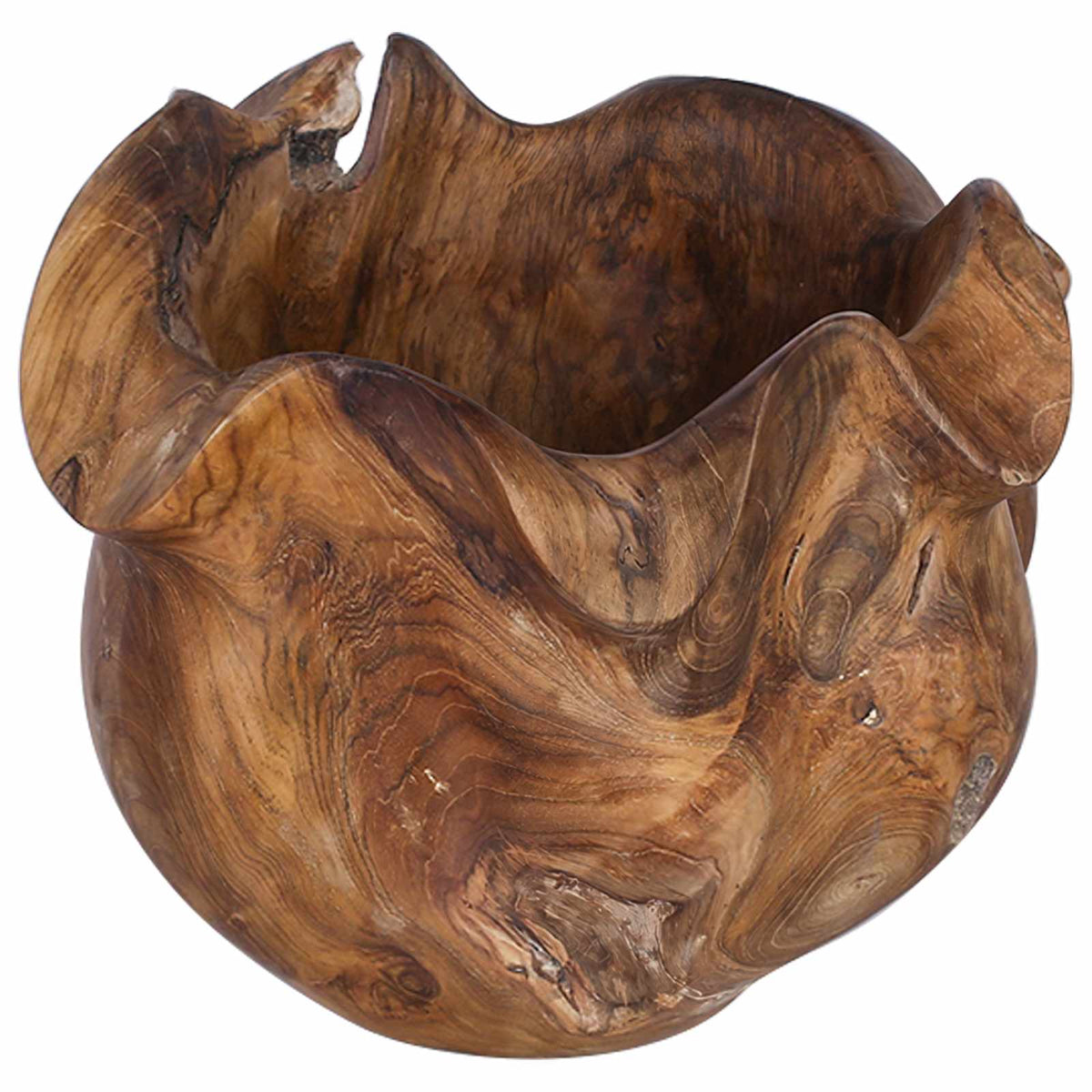 Fruit Bowl JEPARA Teak Brown Ø 35 cm Solid Teak Wood