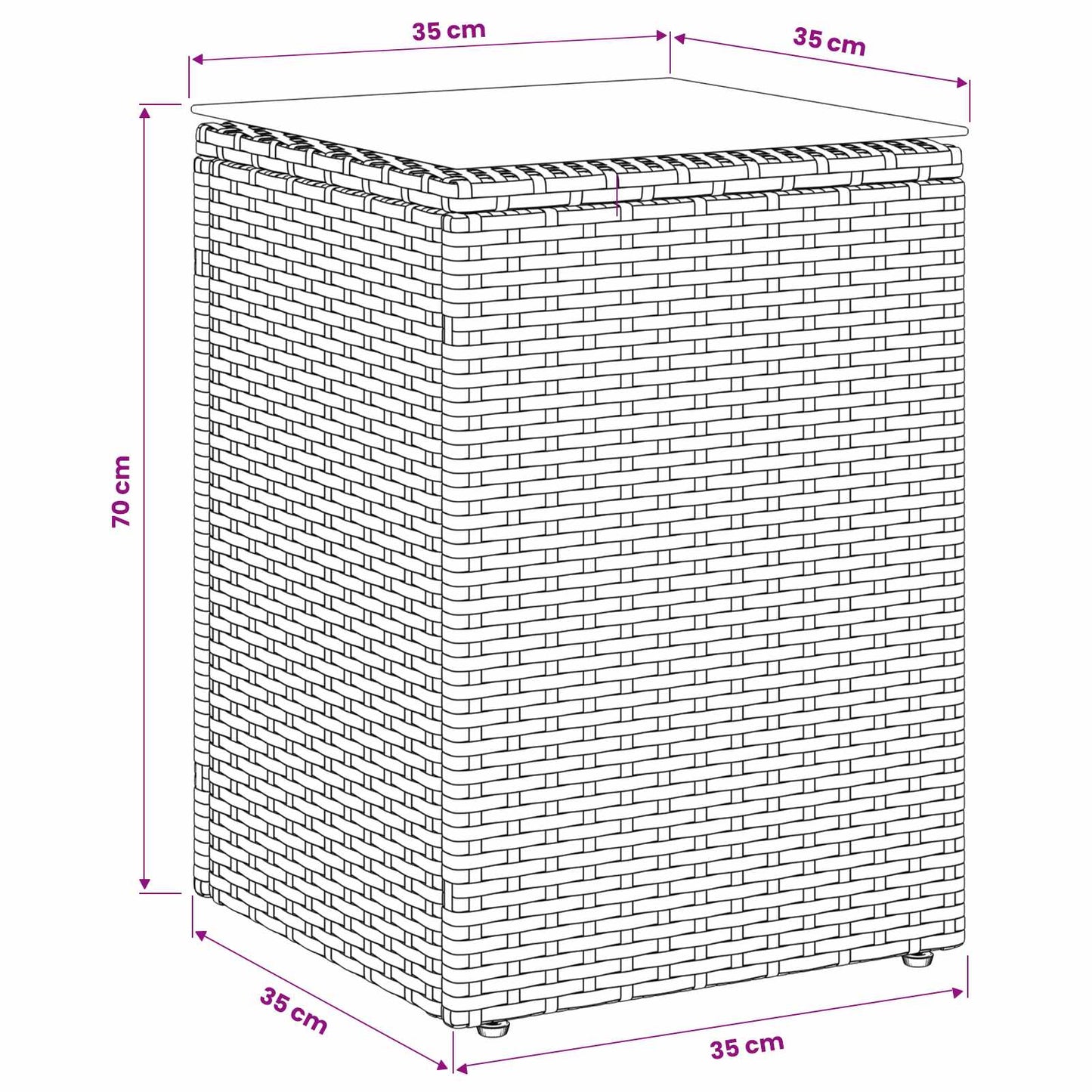 Side Table Black 35 x 35 x 70 cm Poly Rattan